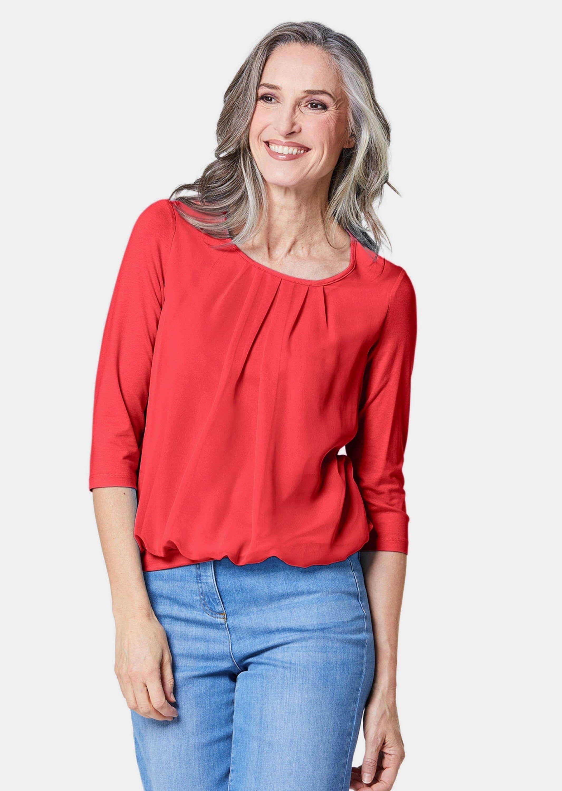 GOLDNER Shirtbluse Chiffon-Shirt mit 3/4-Arm, Rundhals Damen Sommerbluse, H günstig online kaufen