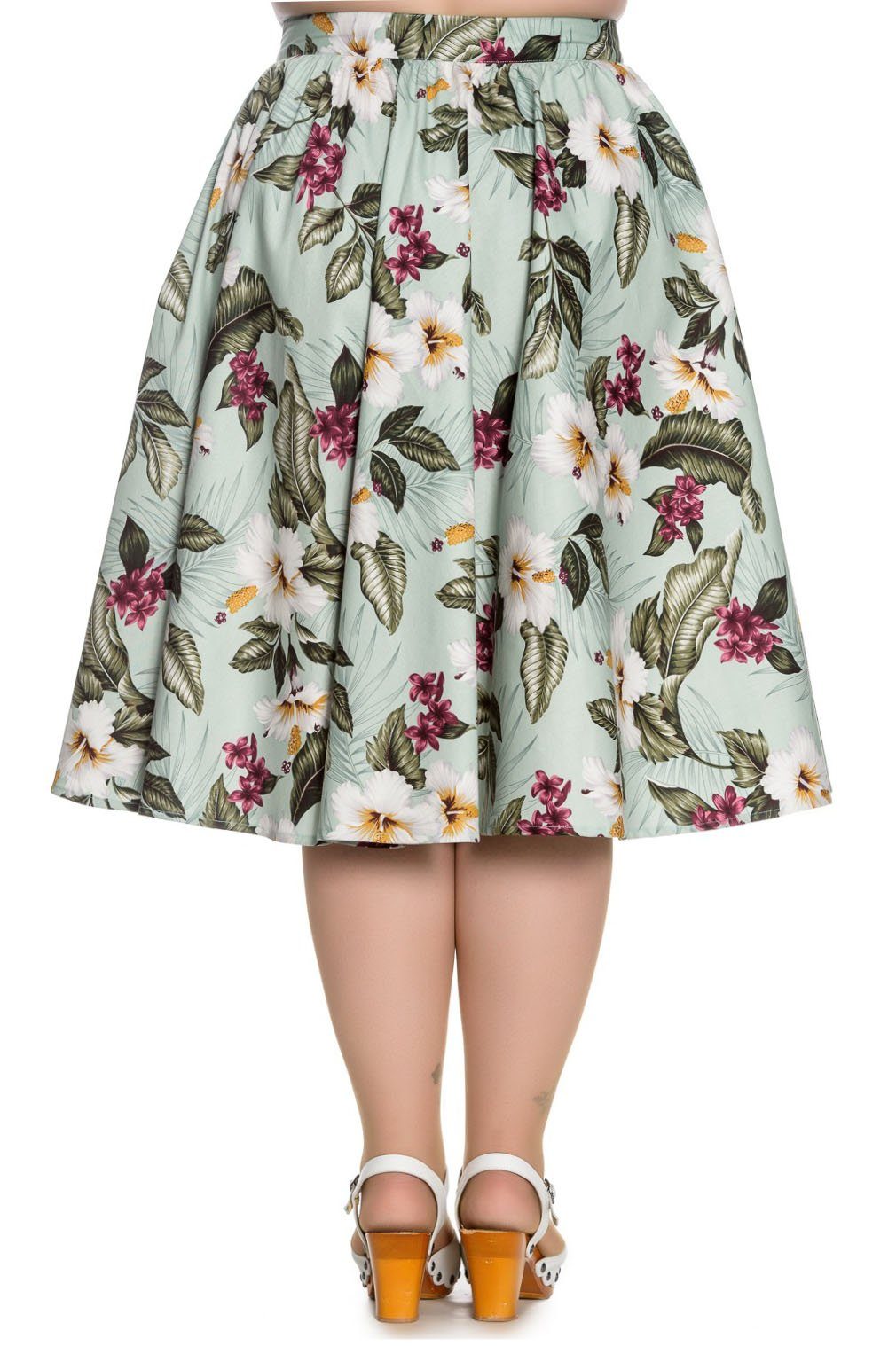 Hell Bunny A-Linien-Rock Tahiti Skirt Grün Retro Vintage Swing