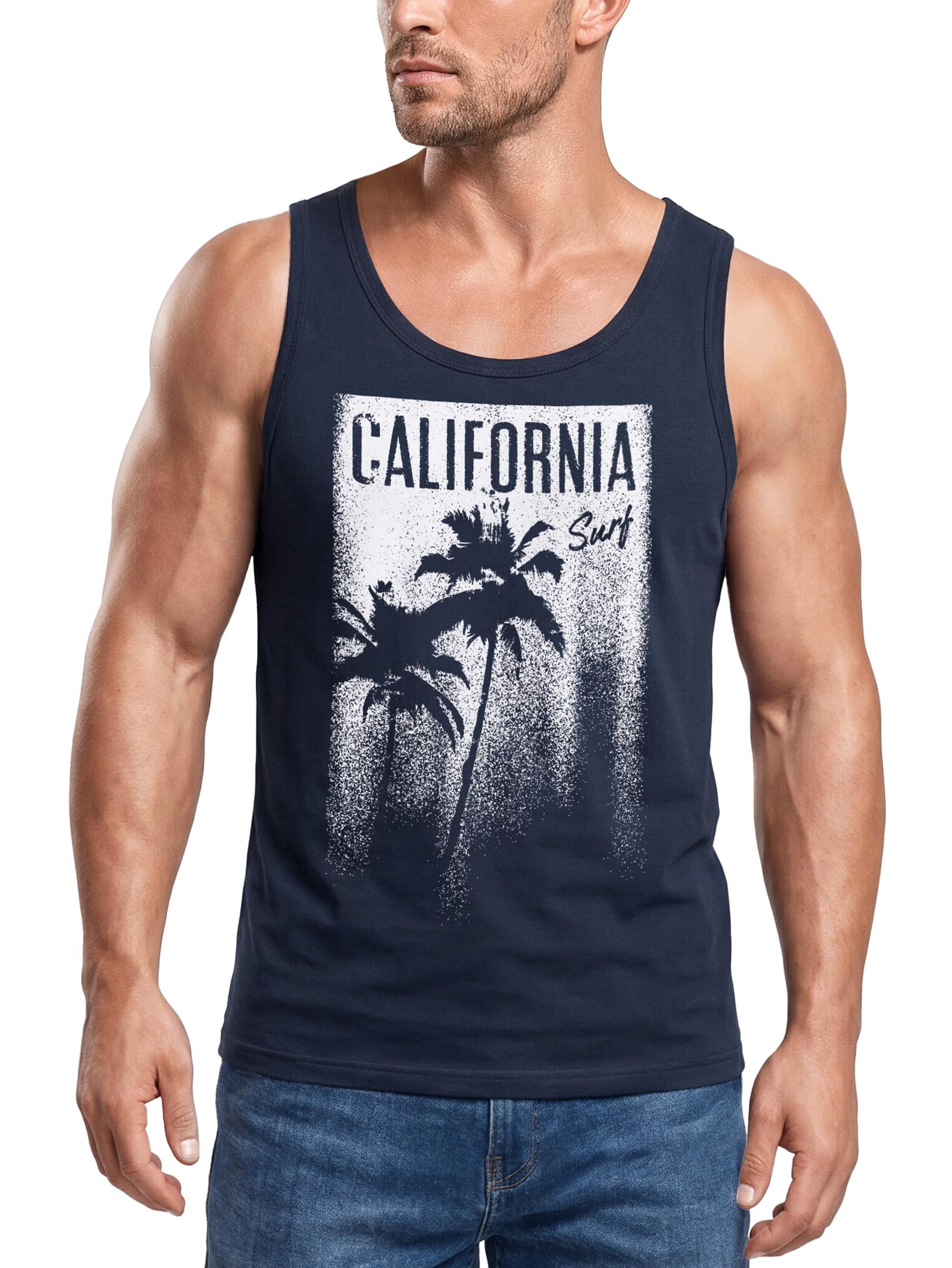 Neverless Tanktop Cooles Herren Tank-Top California Surf Palmen Neverless® mit Print
