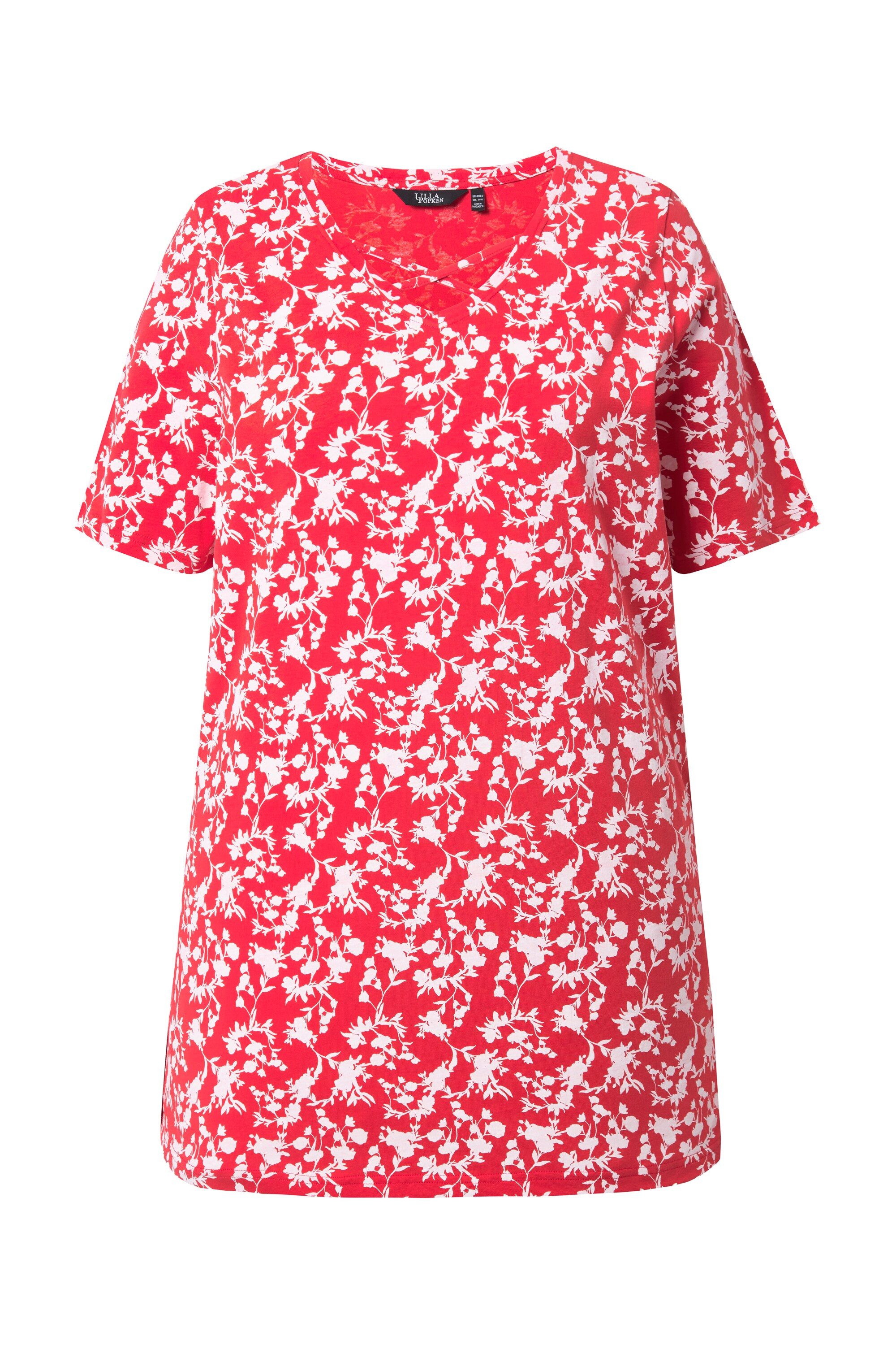 Ulla Popken T-Shirt T-Shirt Zierbänder V-Ausschnitt Halbarm günstig online kaufen