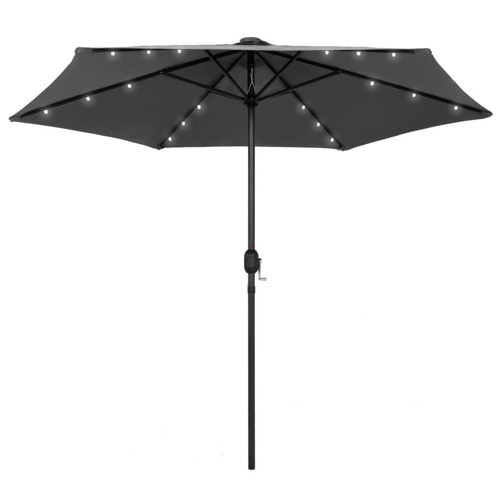 vidaXL Balkonsichtschutz Sonnenschirm mit LED-Leuchten & Aluminium-Mast 270 cm Anthrazit