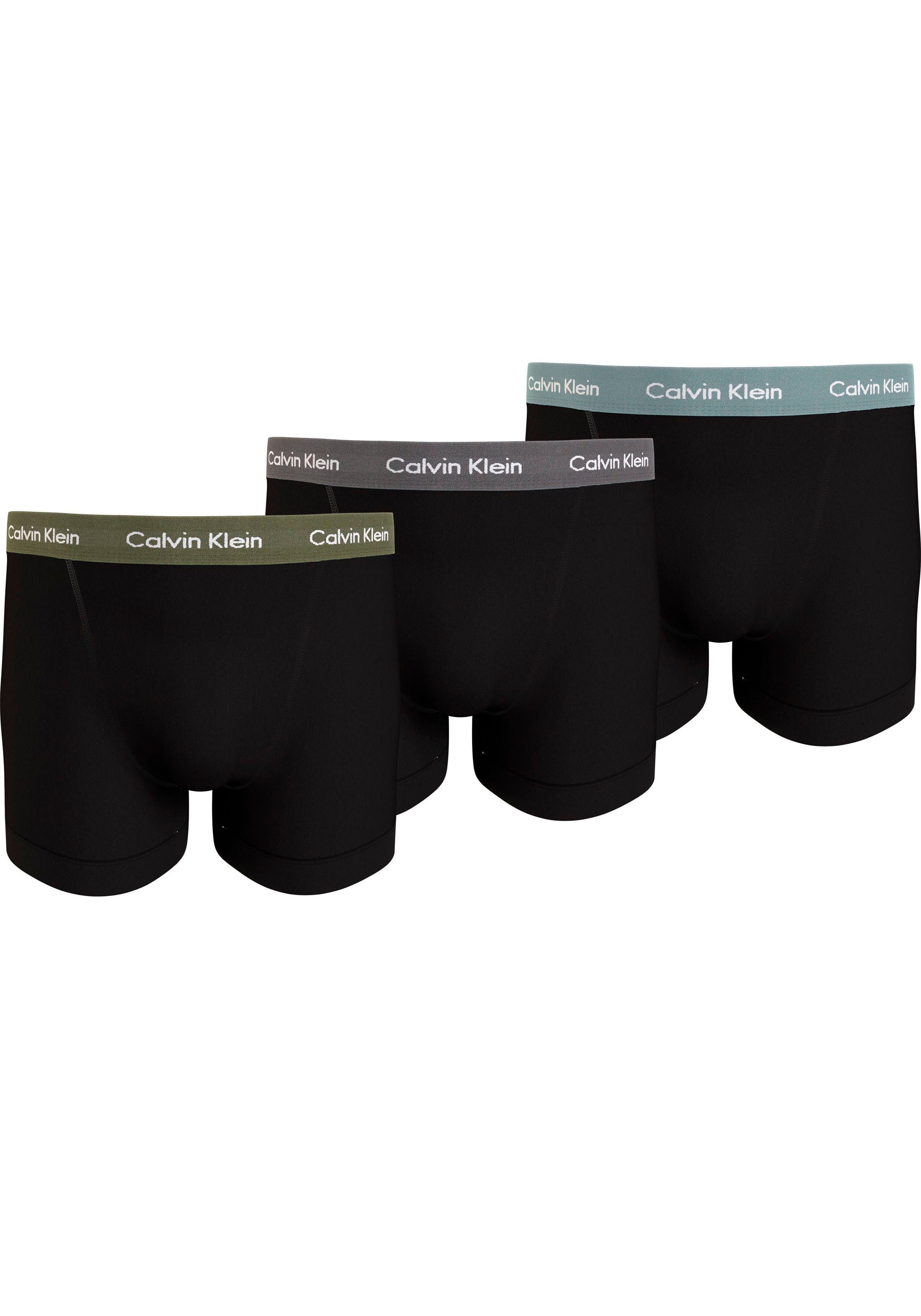Calvin Klein Underwear Trunk TRUNK 3PK (Packung, 3er) mit Logo B-_W/OLV_BRC_CROL_GRY,_GRY_MIST_WBS