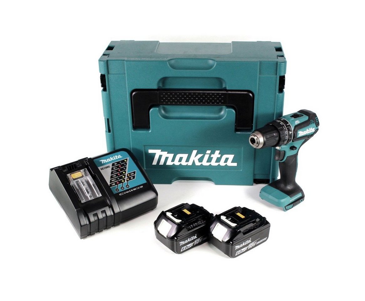 Thumbnail - Makita Schlagbohrmaschine DHP 485 RGJ Akku Schlagbohrschrauber 18V 50Nm + 2x Akku 6,0Ah + Schne