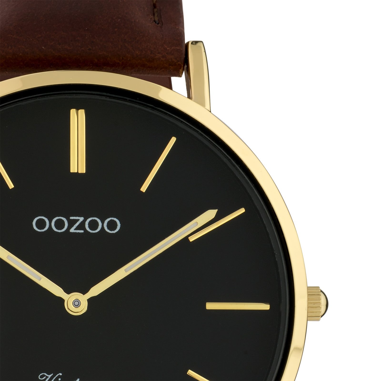 OOZOO Quarzuhr Oozoo Damen Armbanduhr rotbraun, (Analoguhr), Damenuhr rund, groß (ca. 40mm), Lederarmband rotbraun, Fashion