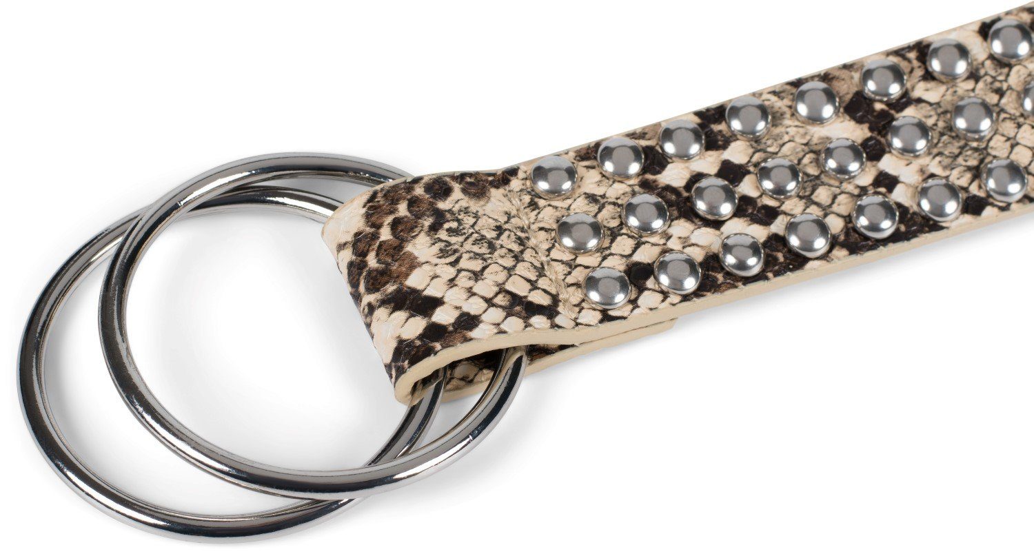 styleBREAKER Nietengürtel Taillengürtel mit Kugelnieten und Ringschnalle (1-St)