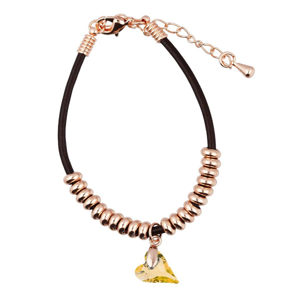 LÖB Armband 18K Roségold vergoldet Armband Herz Kristall Stein Anhänger Sch günstig online kaufen