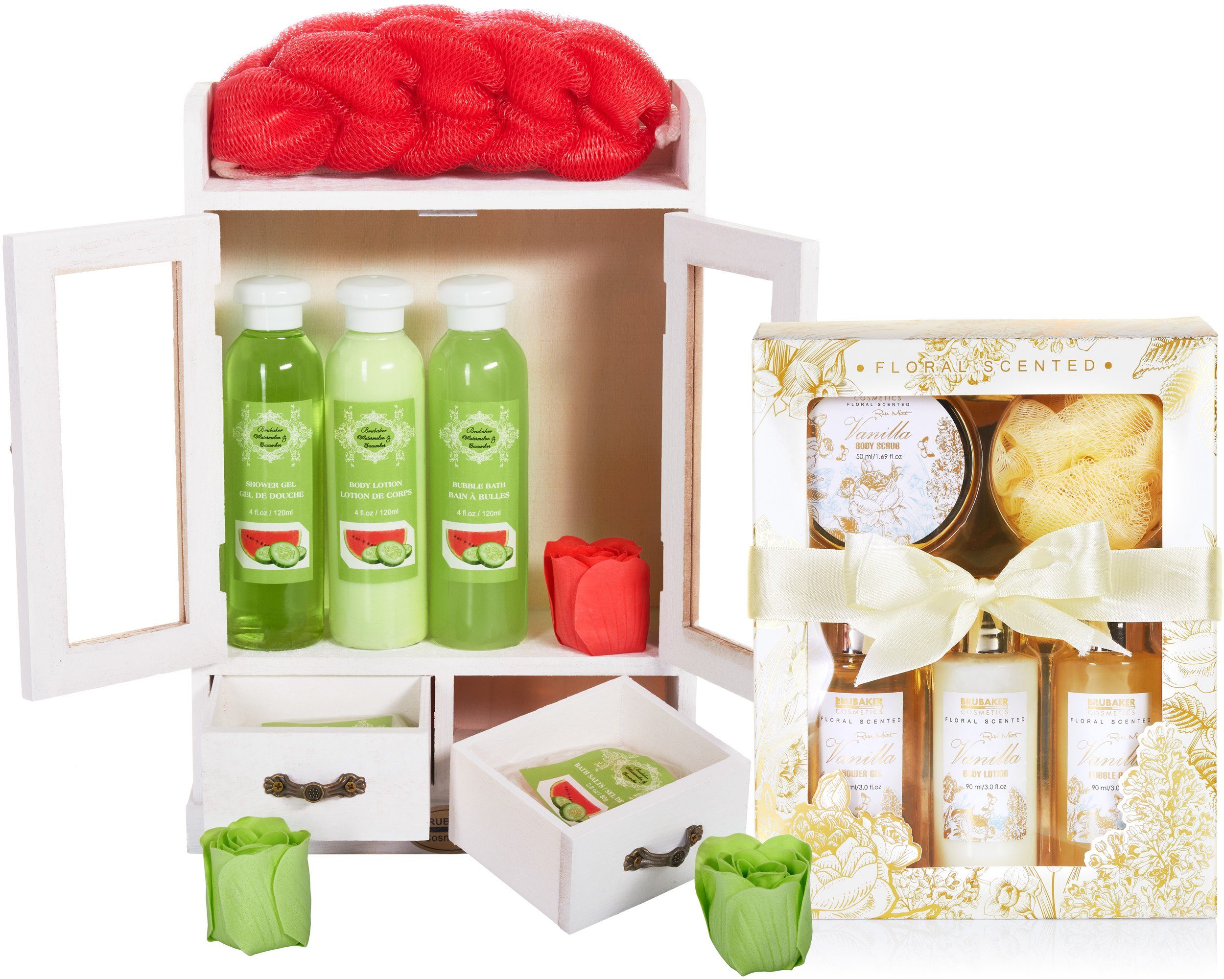 Beauty Frauen in Geschenkset Wassermelone Badeset mit 15-tlg., 1 & 2 Set, Rose Dusch- Damen Wellness Pflegeset Minze - Pflege-Geschenkset BRUBAKER Vanilla und Dekoration -