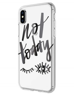 Incipio Handyhülle Incipio Design Cover Hard-Case Schutz-Hülle Tasche für Apple iPhone X Xs 10 14,73 cm (5,8 Zoll), Farbe Klar mit "Not Today" Motiv