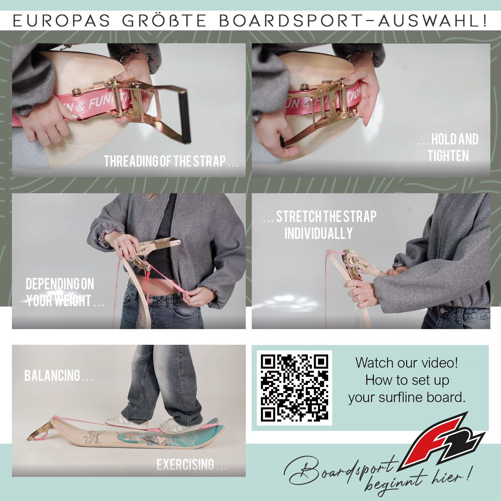 F2 Balanceboard F2 Balance Board Surfline Board Slackline Training - Farbe wählbar – Bild 4 von 5