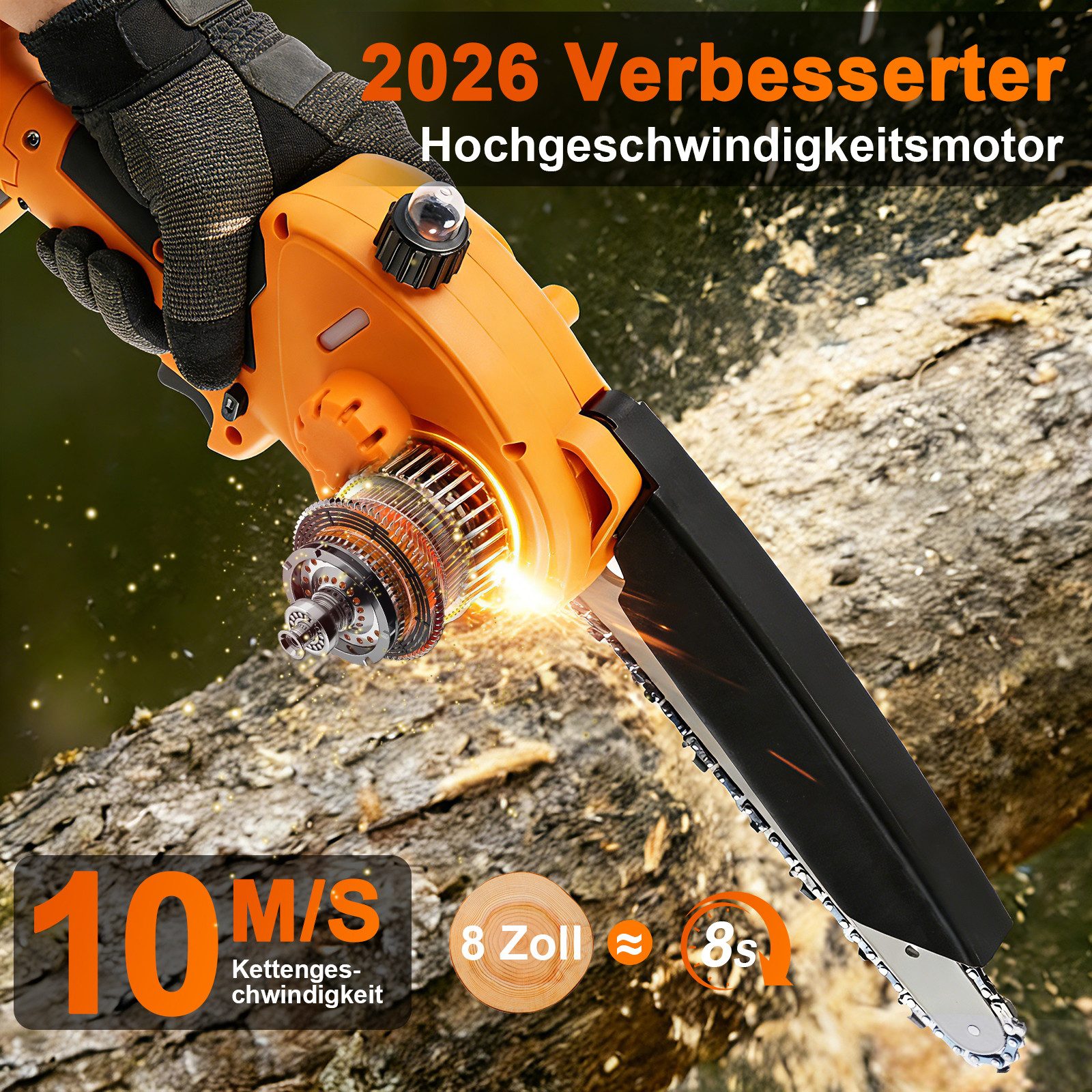 Grenintol Akku-Kettensäge 8 Zoll Mini Kettensäge mit 24V-Akku 1000W Handket günstig online kaufen