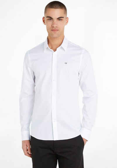 Calvin Klein Businesshemd STRETCH POPLIN SLIM SHIRT mit Calvin Klein Logo auf der Brust