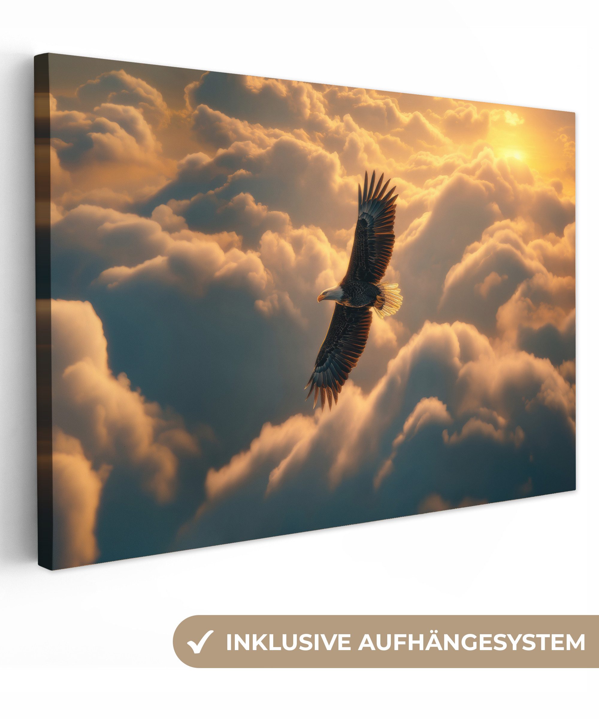OneMillionCanvasses® Leinwandbild Adler - Wolken - Sonne, Fotodruck (1 St), günstig online kaufen
