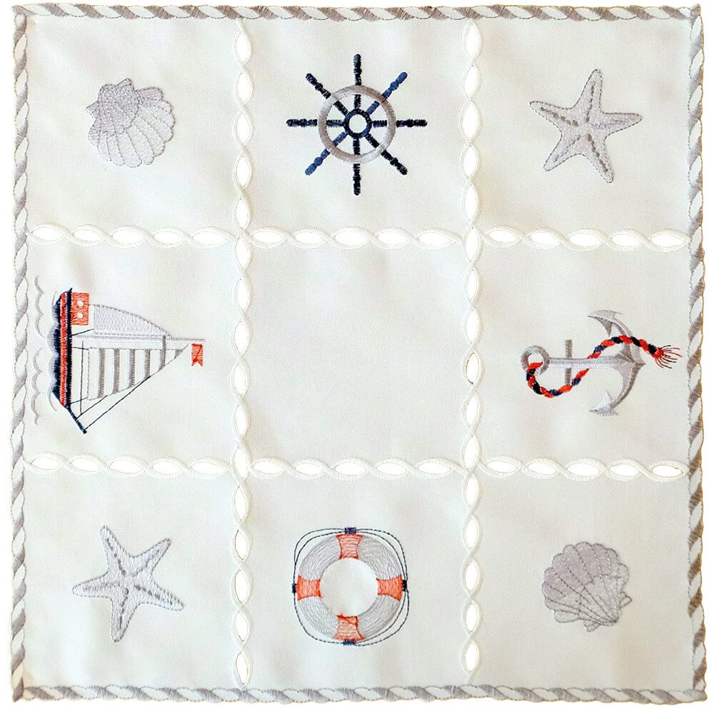 matches21 HOME & HOBBY Tischdecke Tischdeckchen NINA maritime Stickerei & Cutouts Polyester 40 x 40 cm (1-tlg), Pflegeleicht & waschbar bei 30 °C