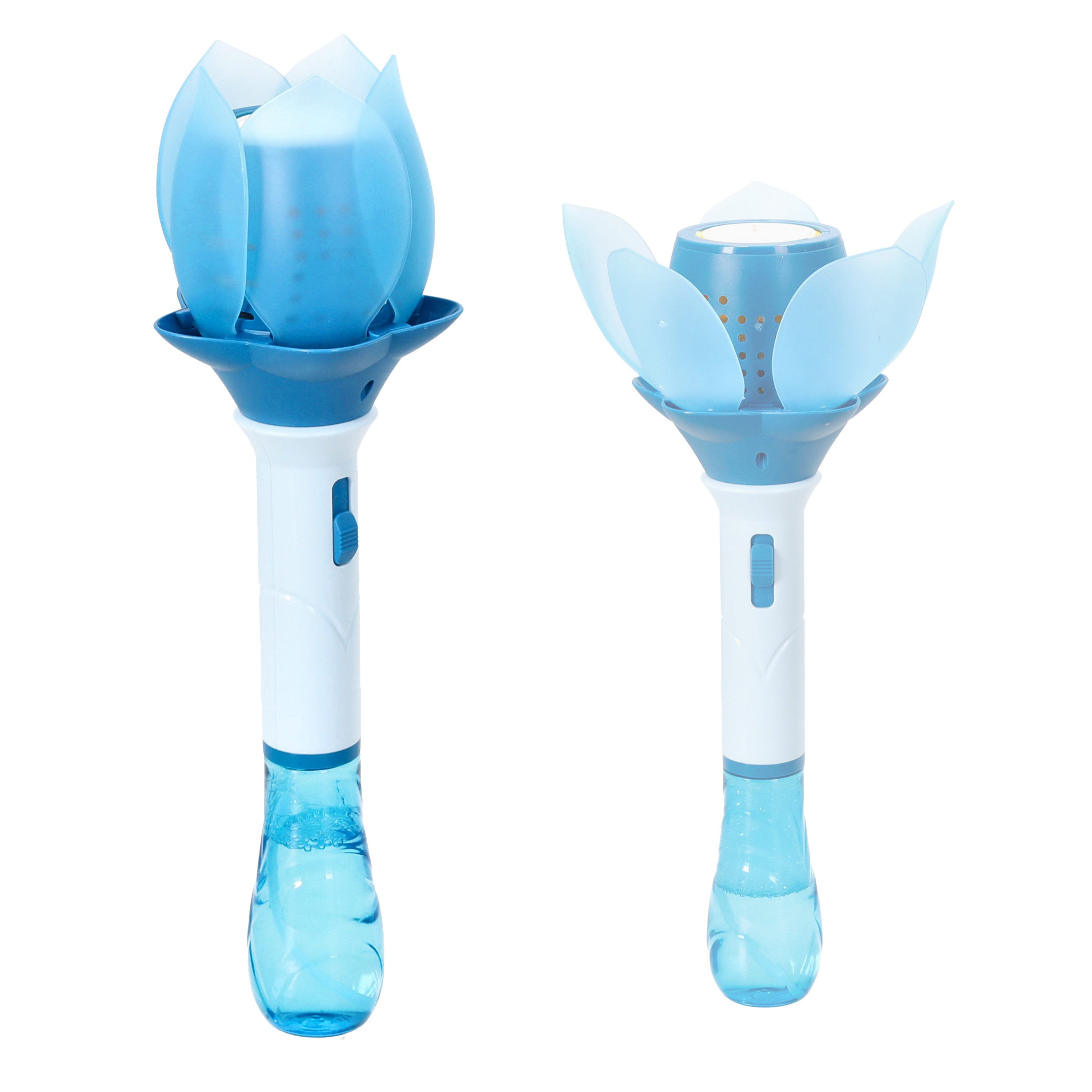 CEPEWA Seifenblasenstab Seifenblasen Lotusblume hellblau 10x33cm 115ml elektrisch Akku Kabel