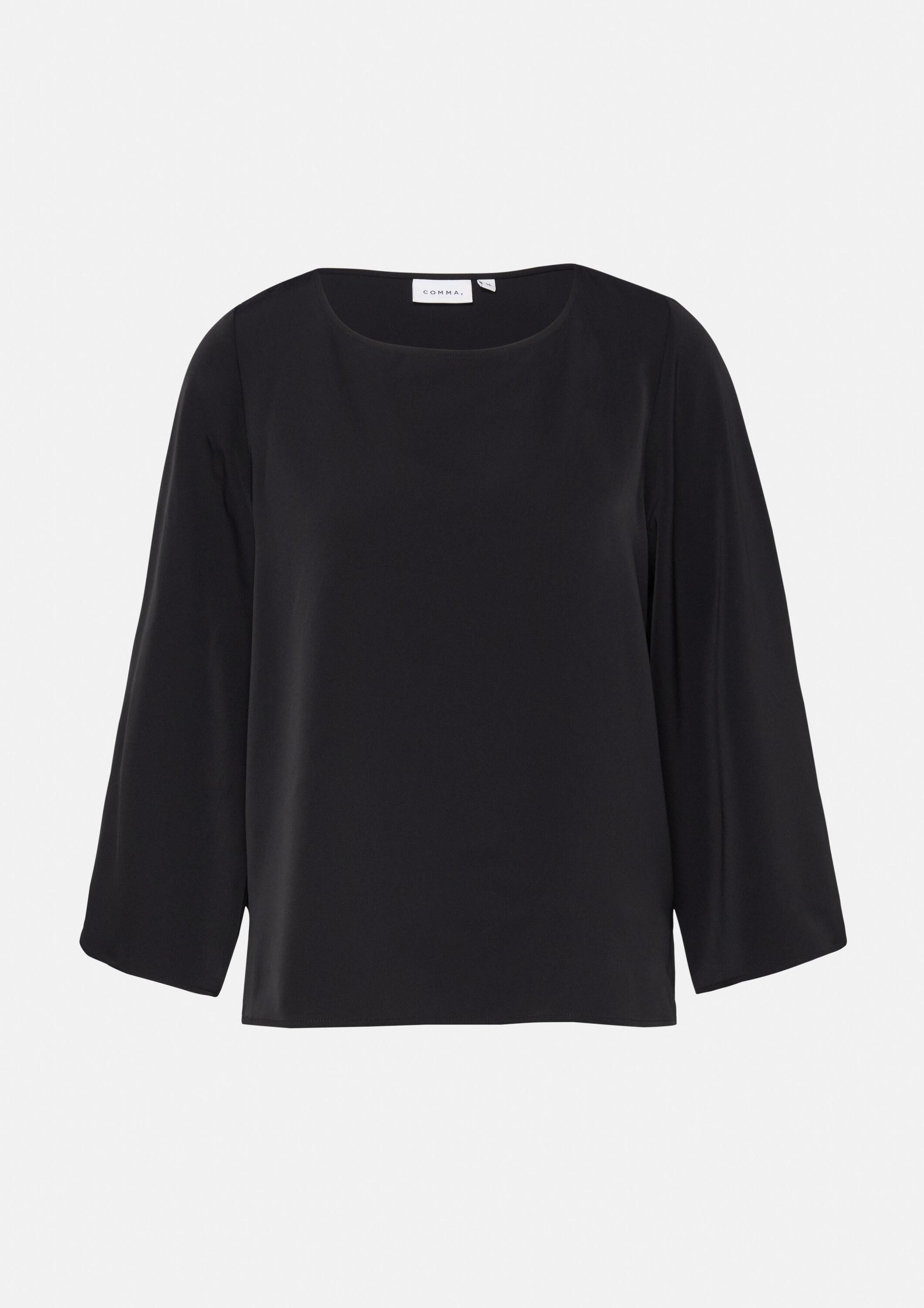 comma Kurzarmbluse Bluse Fließende Bluse mit weitem Ärmel