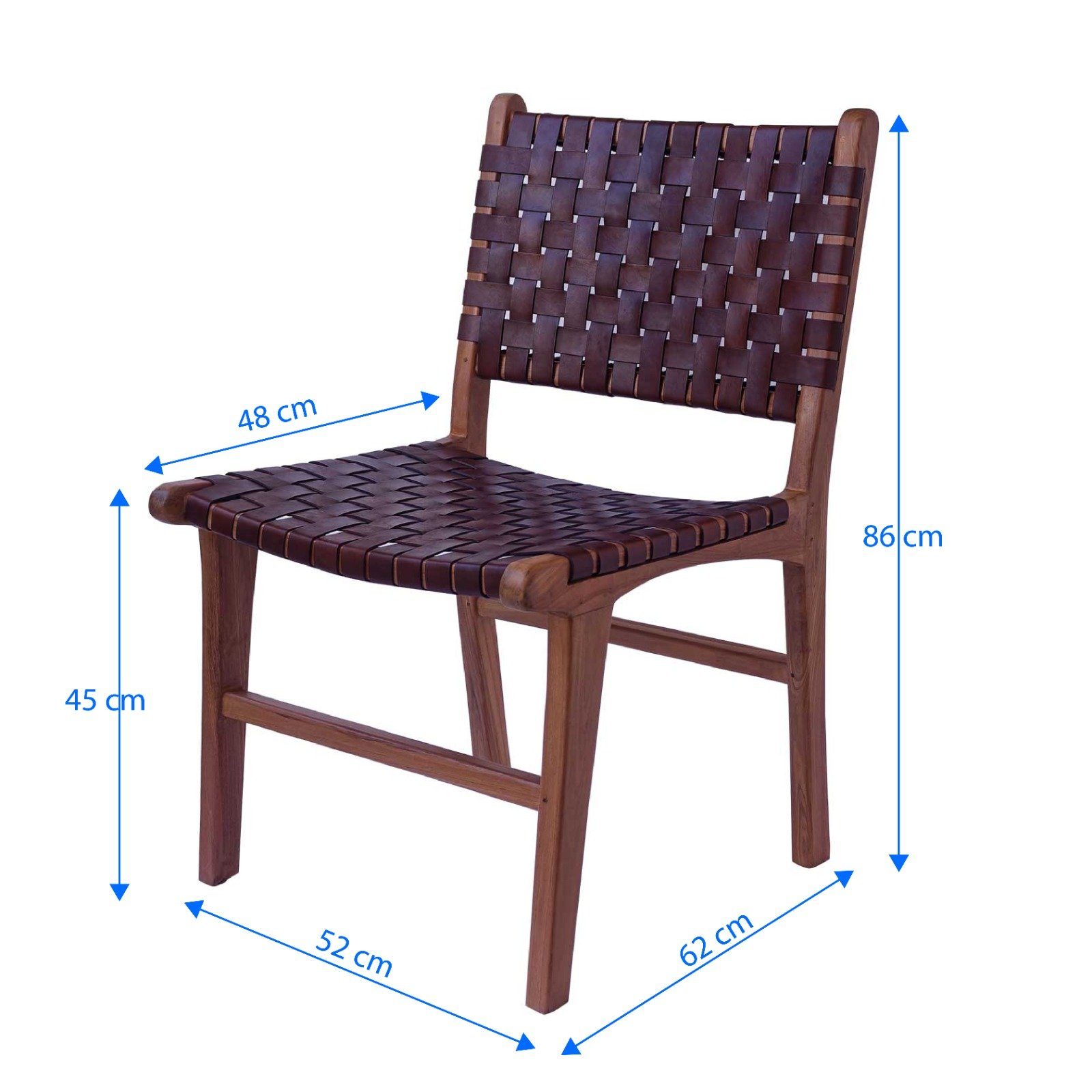 Moro dick massiv mm Echtleder Casa Lederstuhl Braun Holzstuhl), (Esszimmerstuhl ca. & Retro Designer Suliwa Esszimmerstuhl Teak echtes Holz Rindsleder, gegerbt, Stuhl pflanzlich 3