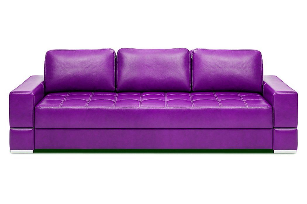 Italienisches Sofa 3 Sofa, Bettfunktion Polster Lila Sitzer Leder 100% JVmoebel Modern