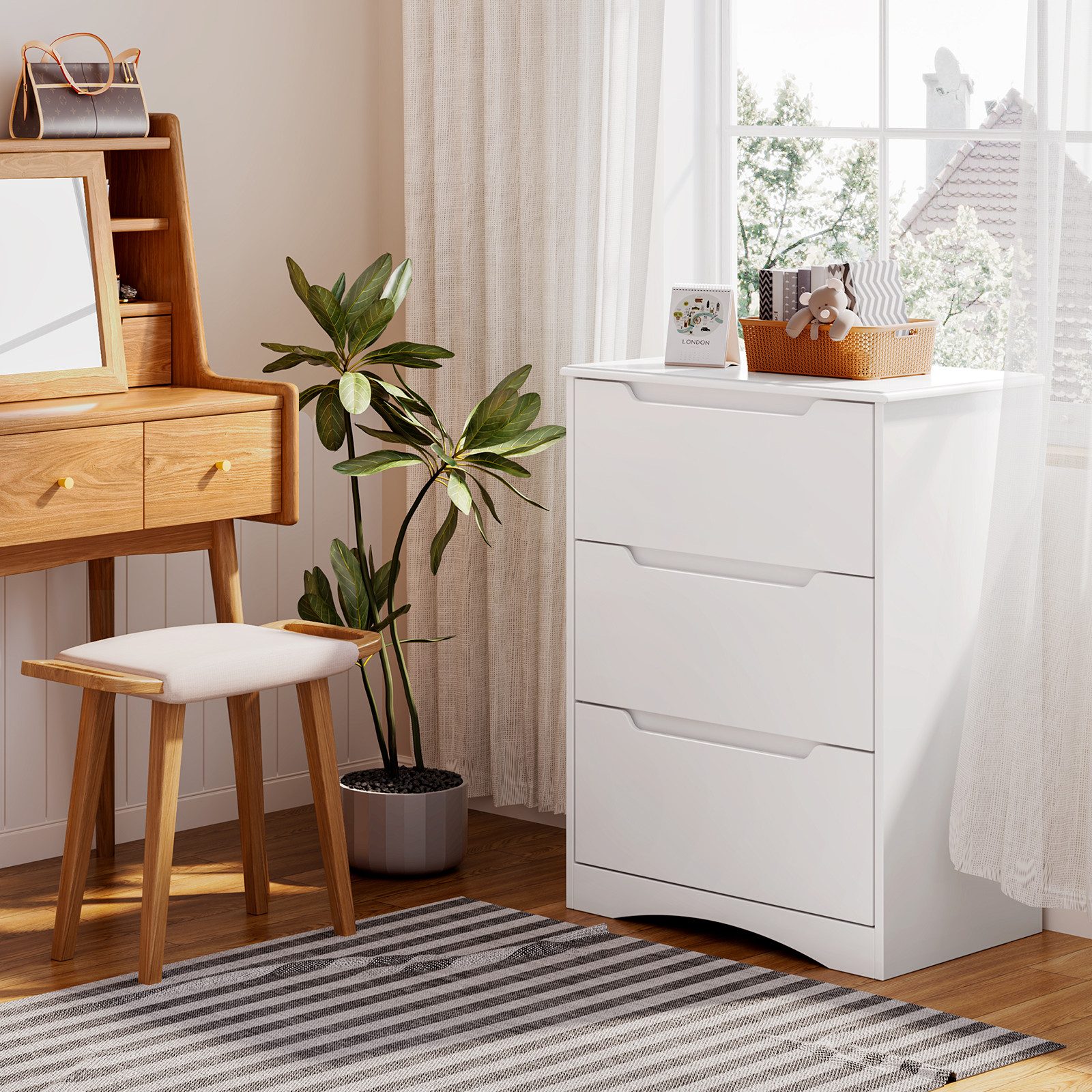Bealife Kommode weiß, Kommode mit Schubladen, Schrank mit Schubladen, für Wohnzimmer