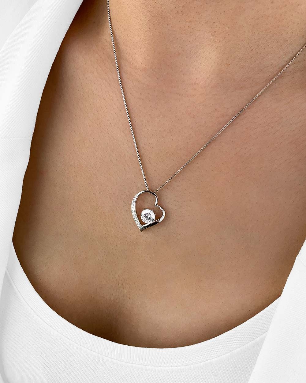 DANIEL CLIFFORD Herzkette 'Helen' Damen Halskette Silber 925 mit Anhänger Herz (inkl. Verpackung), 45cm filigrane Silberkette mit Herz Anhänger & Zirkonia Kristallen