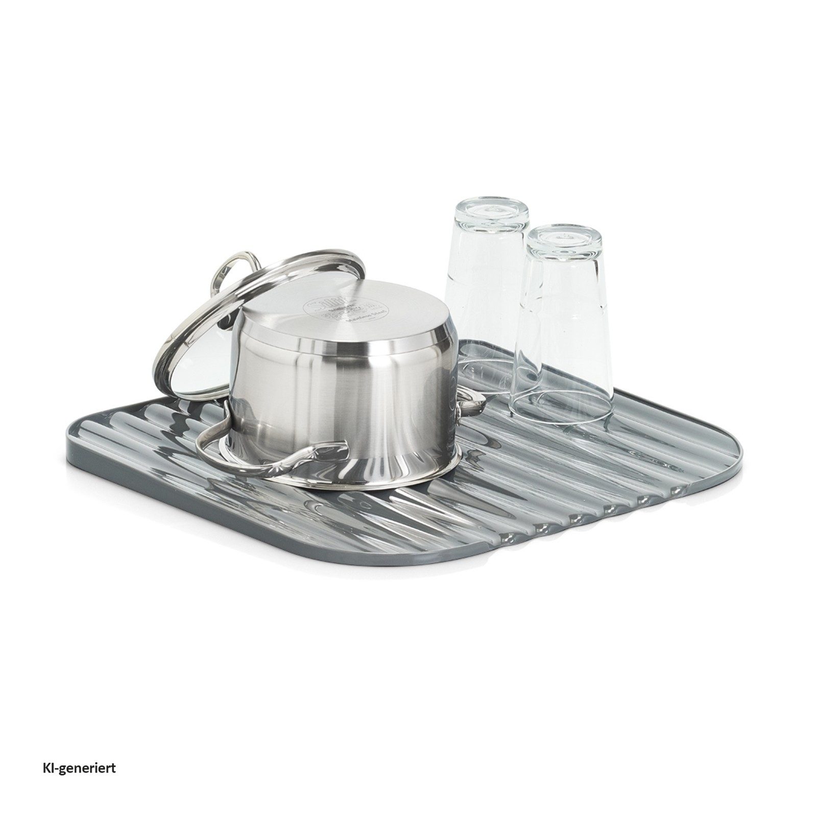 Zeller Present Trockenständer Geschirrabstropfunterlage mit Wasserablaufrillen, Zeller Present Geschirrabstropfunterlage mit Wasserablaufrillen