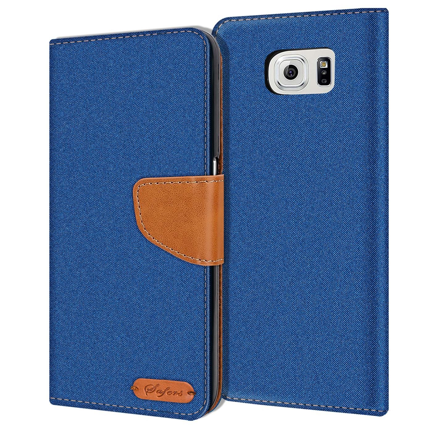 CoolGadget Handyhülle Flip Case Wallet Cover Book Tasche für Samsung Galaxy S6 Edge 5,1 Zoll, Handy Tasche mit Kartenfach Book Schutzhülle