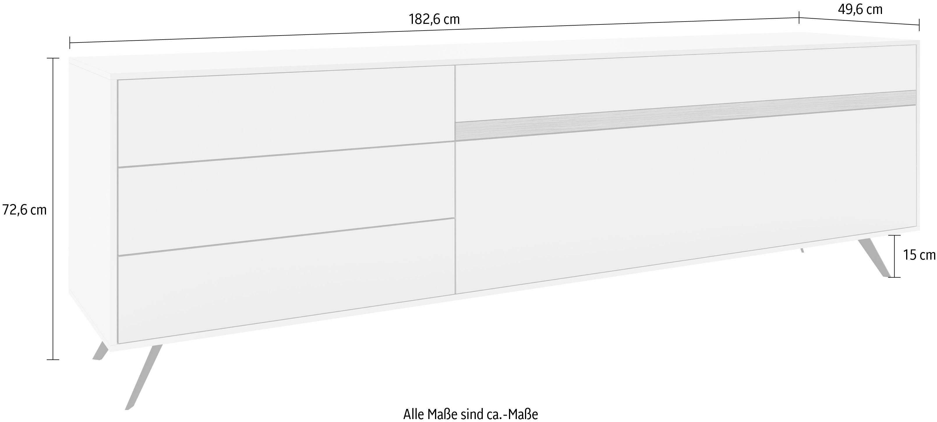 GWINNER Lowboard »CALEA«, mit Akzentstreifen, wahlweise mit IR-Repeater, Breite 182,6 cm-Otto