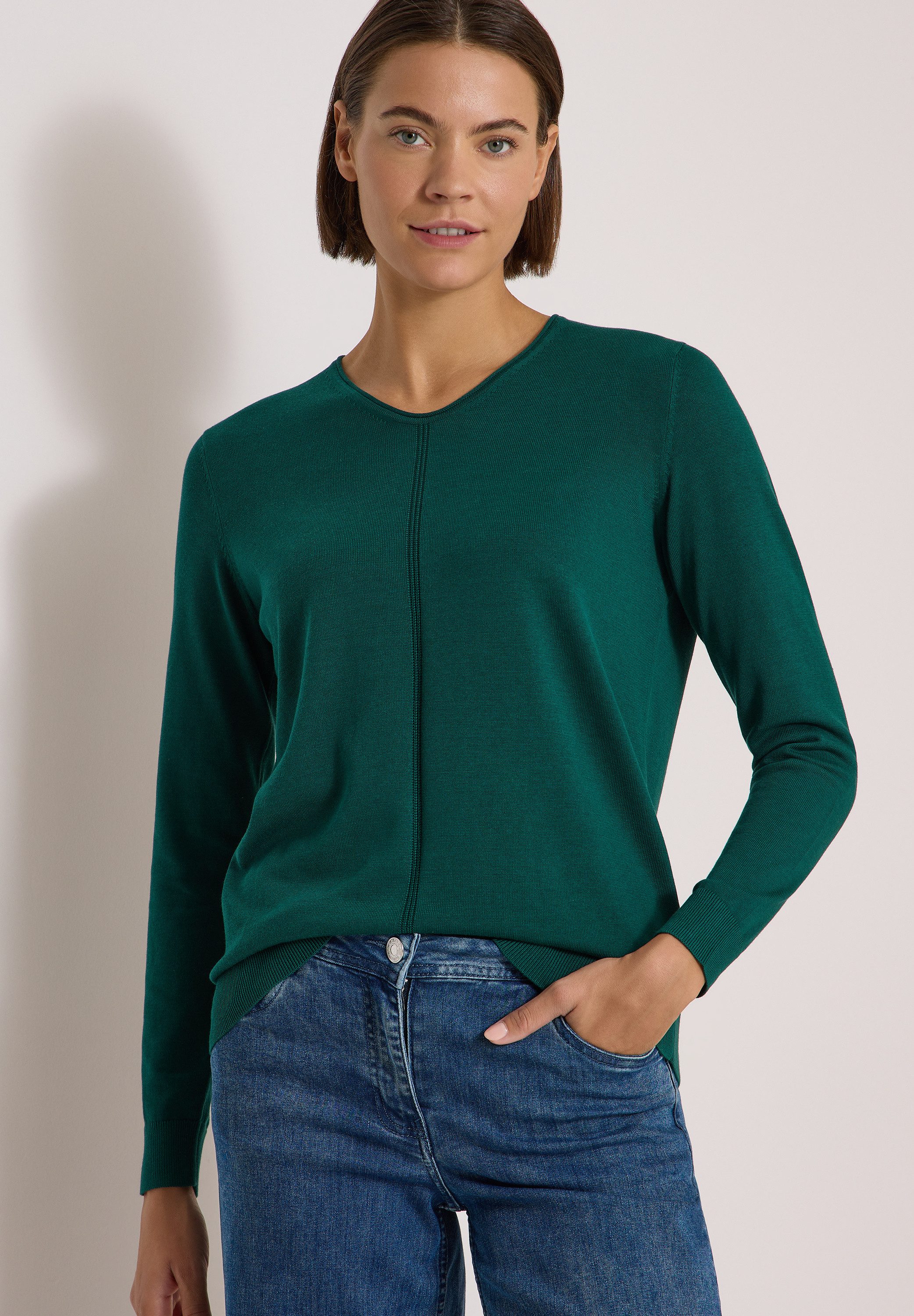 CECIL V-Ausschnitt-Pullover im soften Baumwoll-Mix