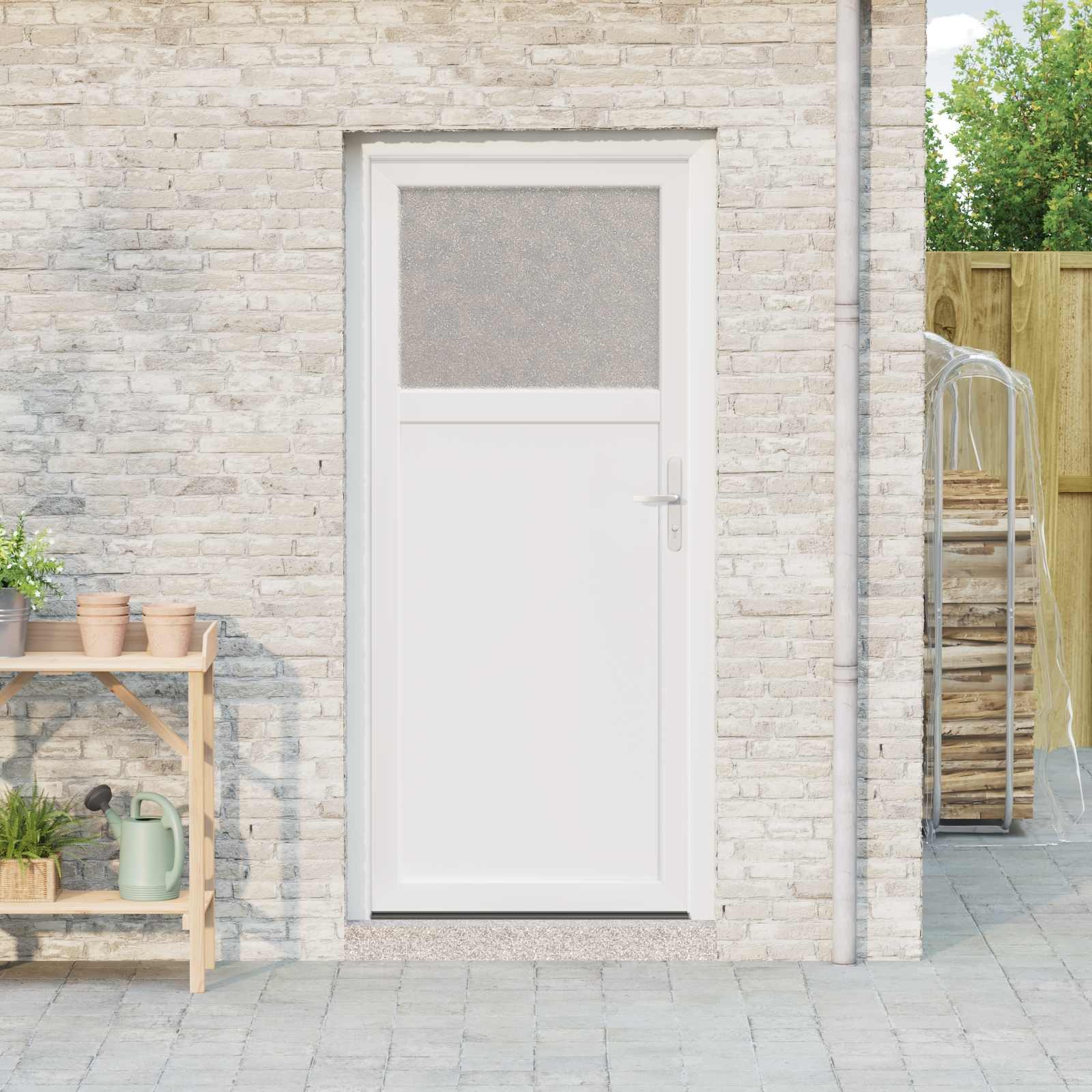 vidaXL Haustür Seiteneingangstür Weiß 88 x 198 cm PVC (1-St)