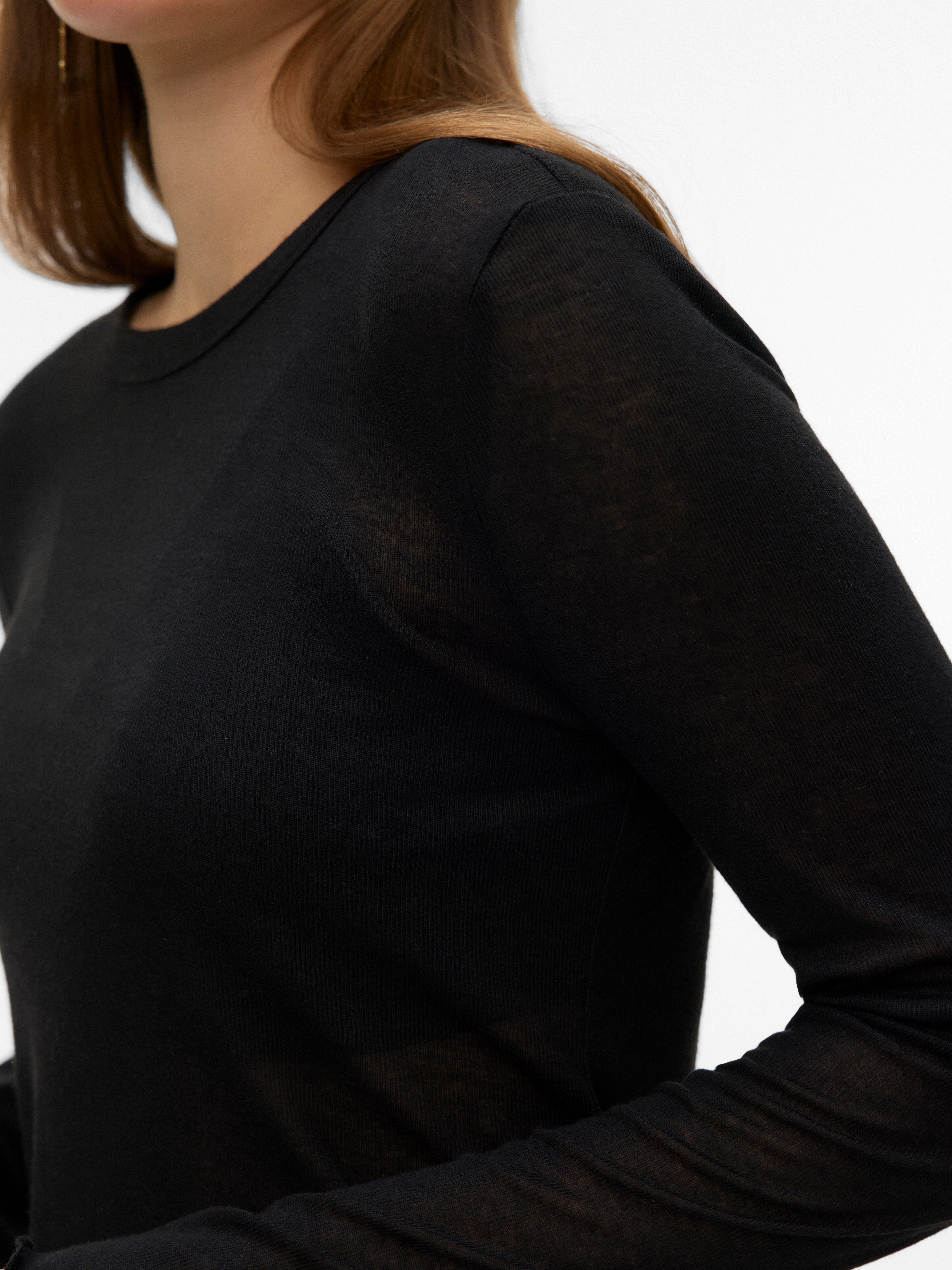 Vero Moda Langarmshirt VMARIEL LS TOP JRS NOOS Materialmix, gewellter Saum
