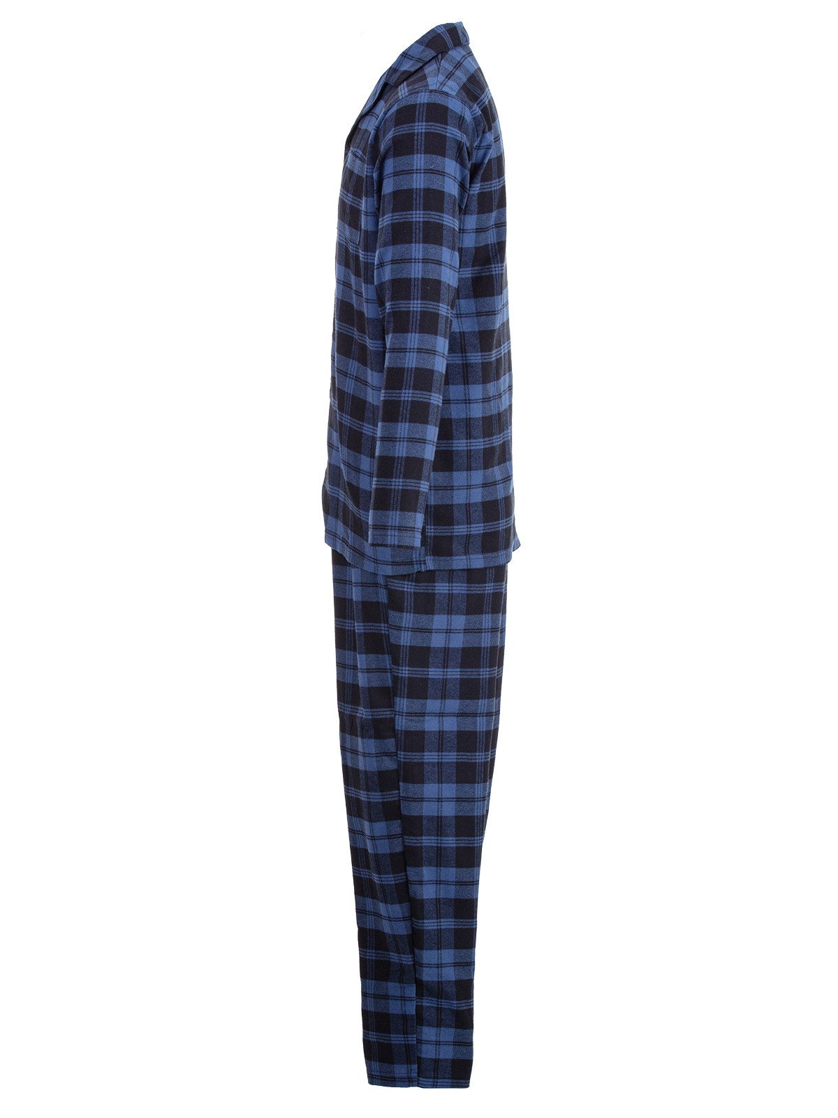Henry Terre Pyjama Kent Langarm - Karo Look Hemdkragen durchgeknöpft Tartan Holzfäller – Bild 2 von 5