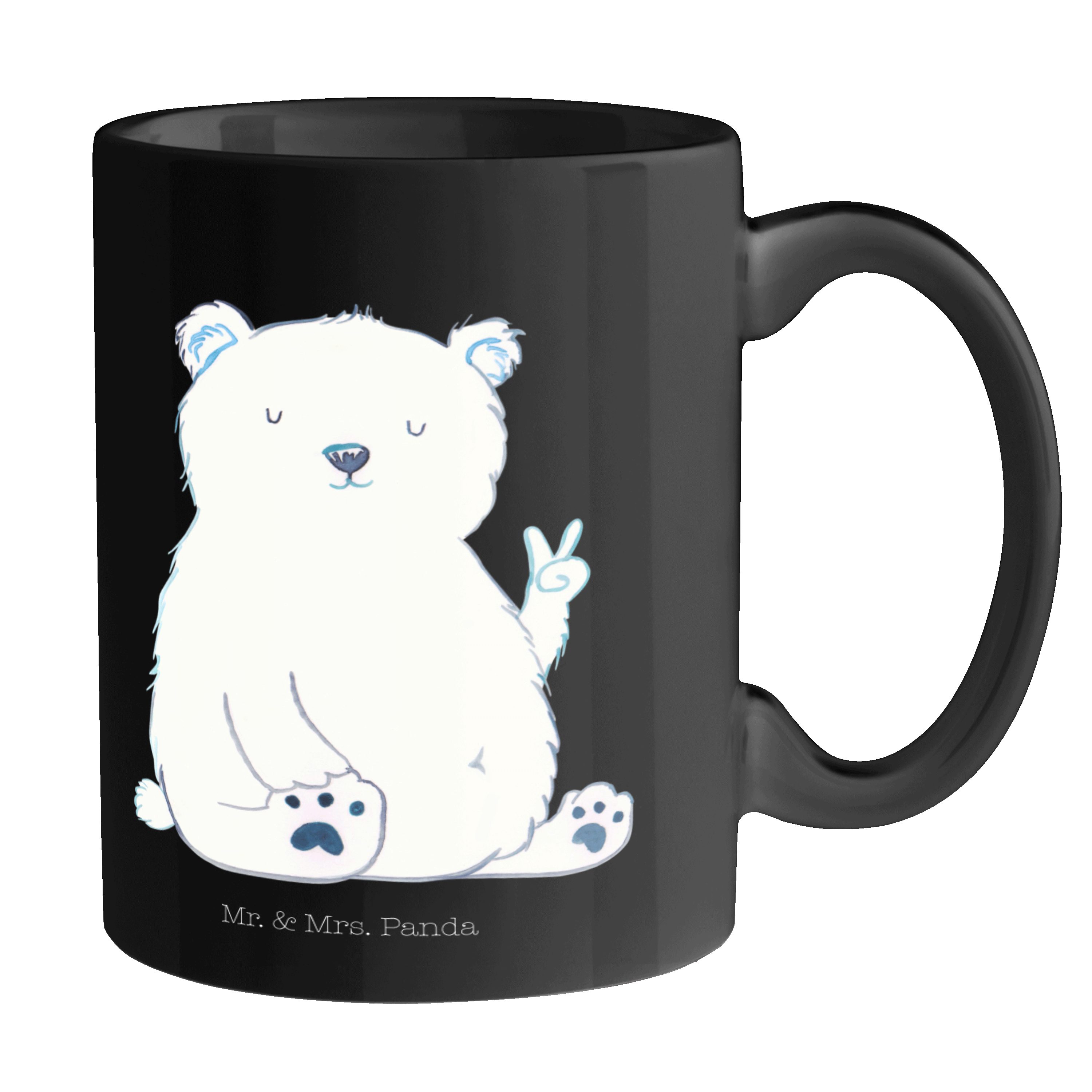 Mr. & Mrs. Panda Tasse Eisbär Faul - Schwarz - Geschenk, Büro Tasse, Geschenk Tasse, Becher, Keramik Schwarz | Tassen