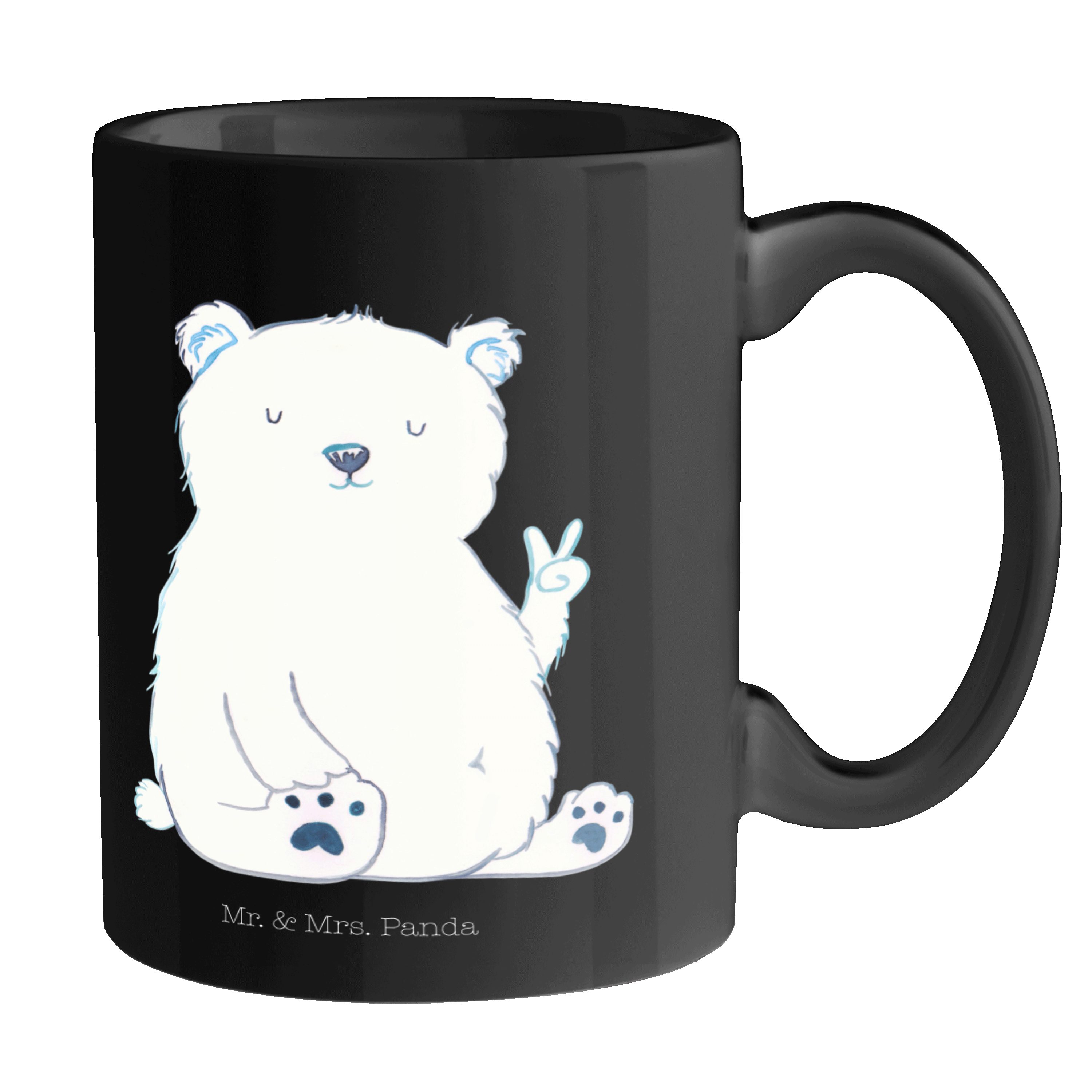 Mr. & Mrs. Panda Tasse Eisbär Faul - Schwarz - Geschenk, Büro Tasse, Geschenk Tasse, Becher, Keramik Schwarz