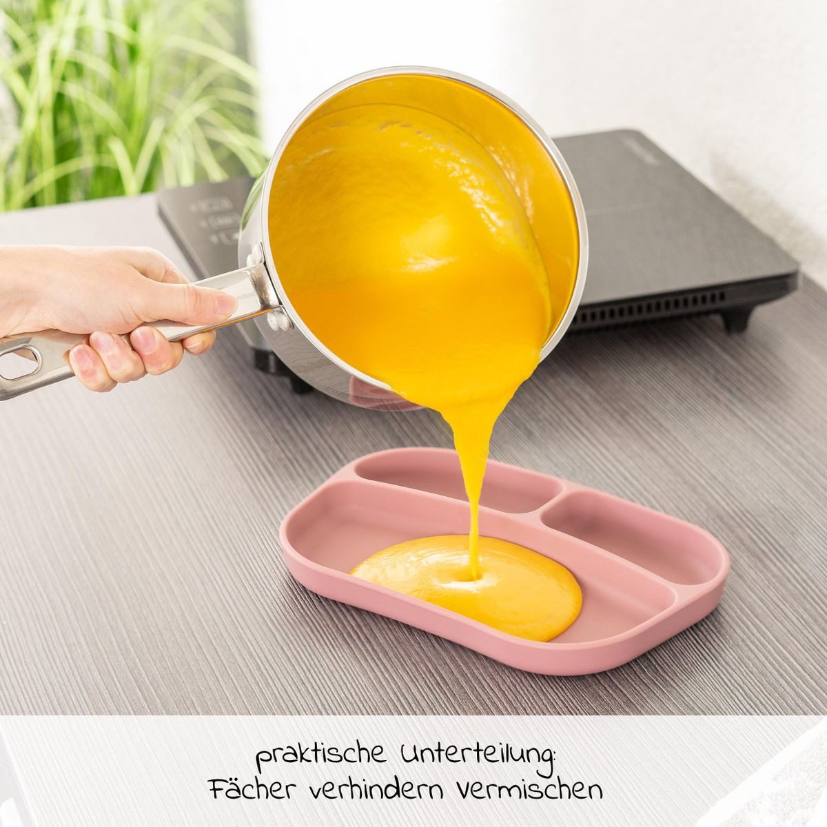 MiaMia Teller Rose, 2 x Baby Kinder Silikon Teller für Tisch & Hochstuhl - bruchsicher