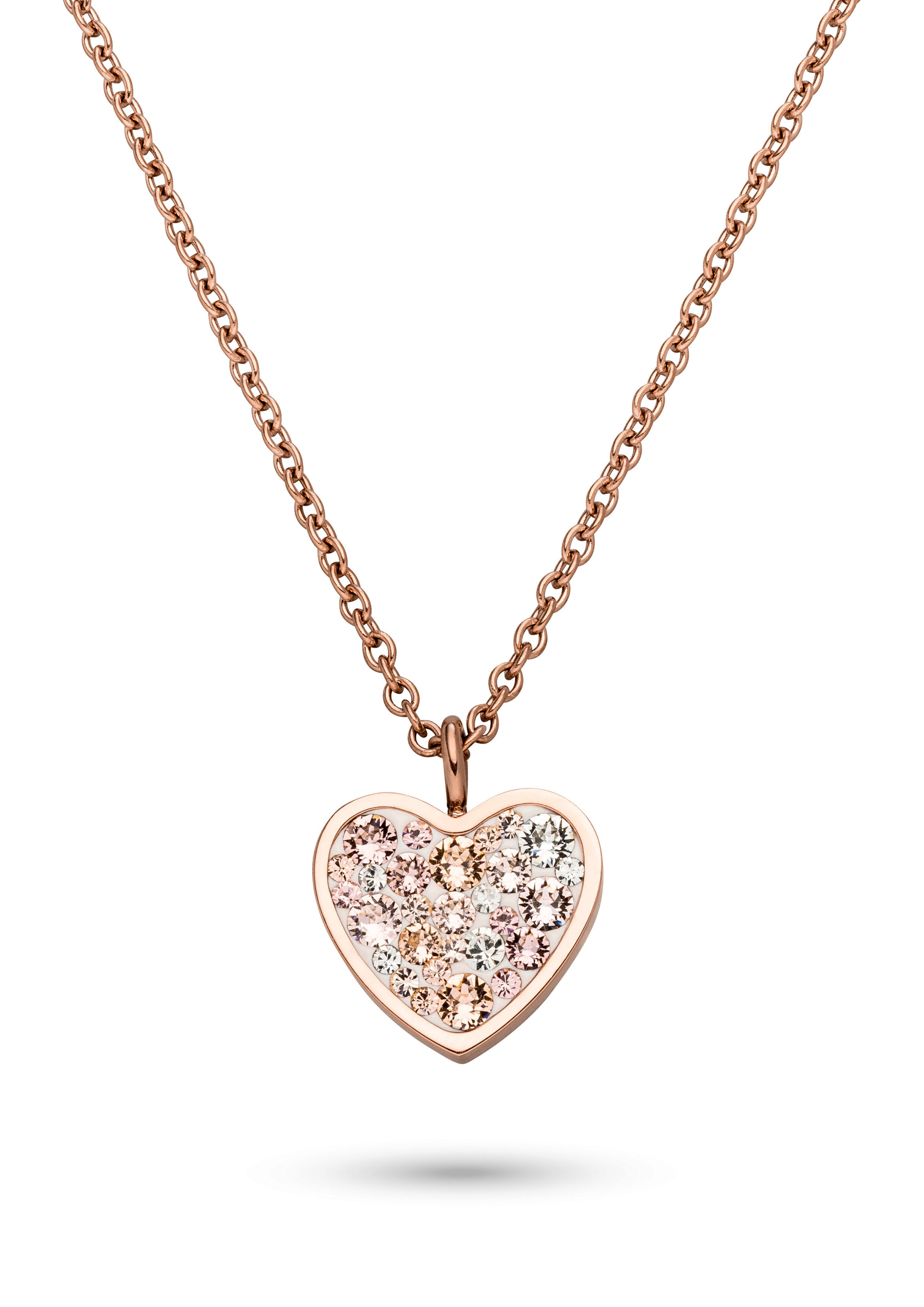 s.Oliver Kette mit Anhänger Schmuck Geschenk Edelstahl Halskette Crystal Rock, Herz, mit Glasstein