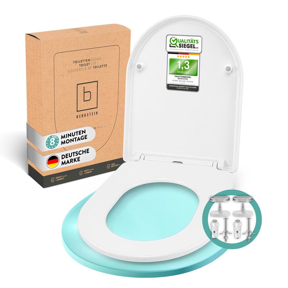 Benkstein WC-Sitz Premium Toilettendeckel antibakteriell D-Form (7-St), mit Quick-Release-Funktion und Softclose Absenkautomatik