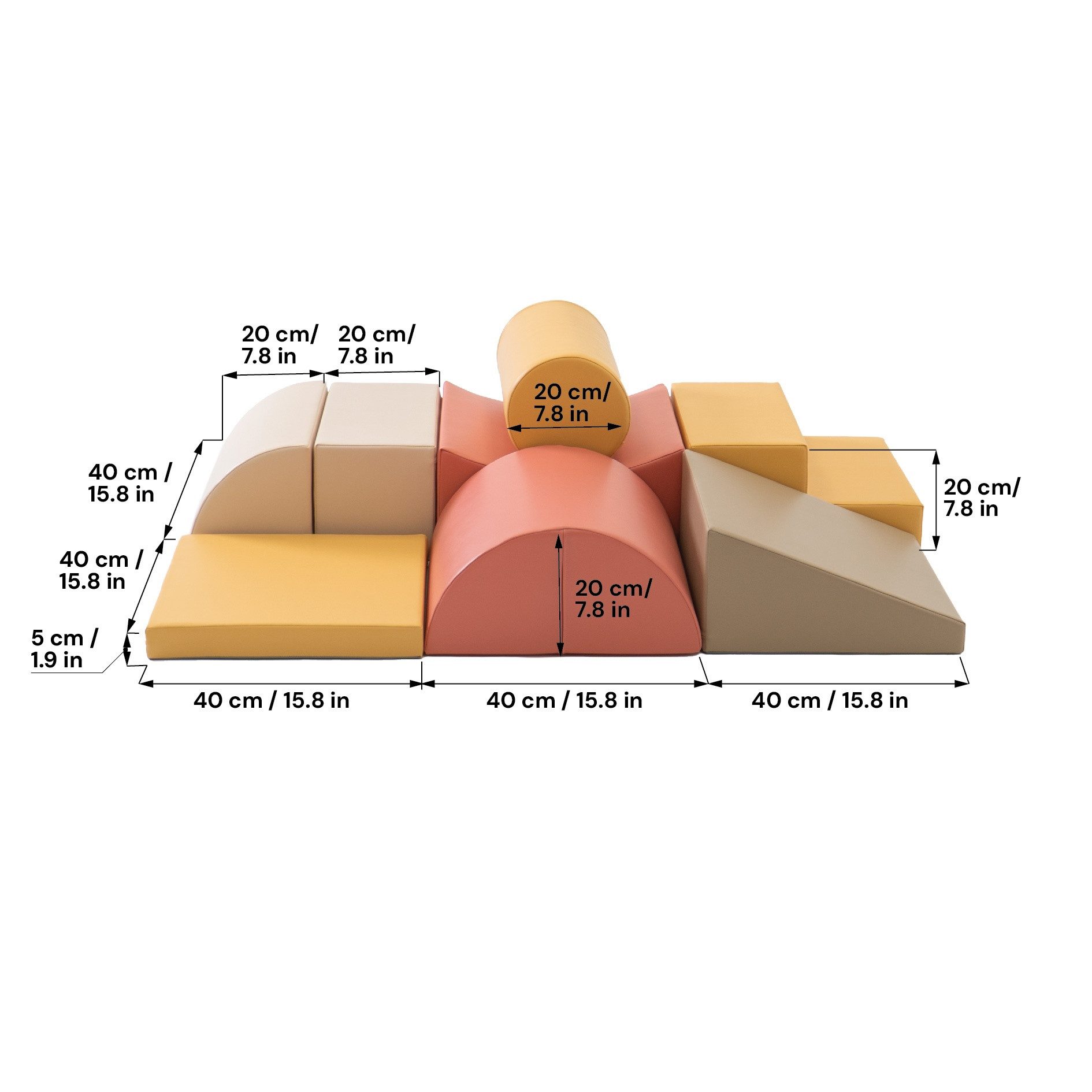 IGLUSoftplay IGLU SET 33 Adventurer - Beige/Grün/Pastell Schaumstoff-Bausteine Spielbauklötze, Produktursprung: Lettland, Altersempfehlung: 1–5 Jahre,1 kg, UK) – Bild 2 von 5