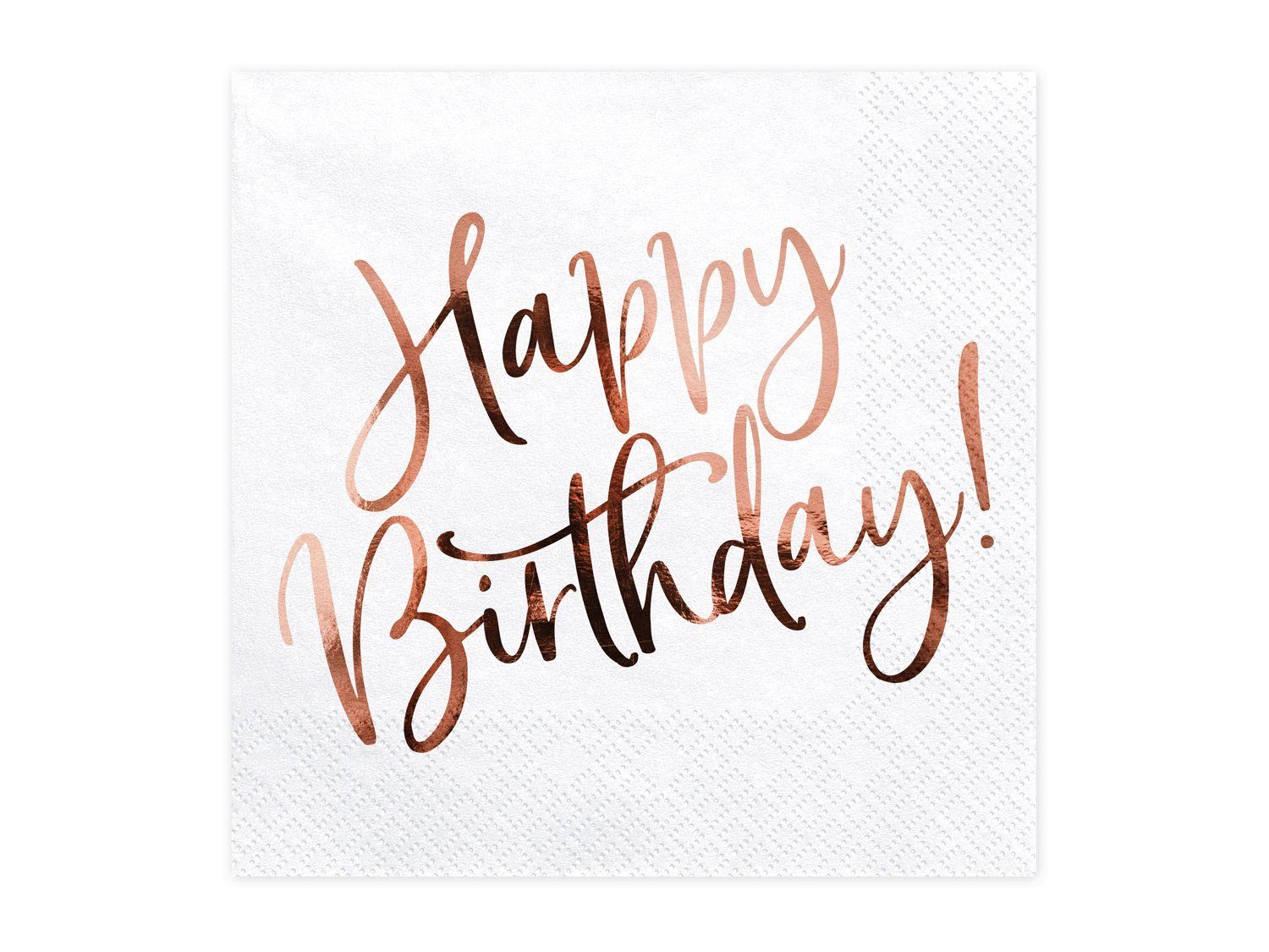 partydeco Papierserviette, Серветки Happy Birthday 33x33cm 20 Stück, weiß / rosegold