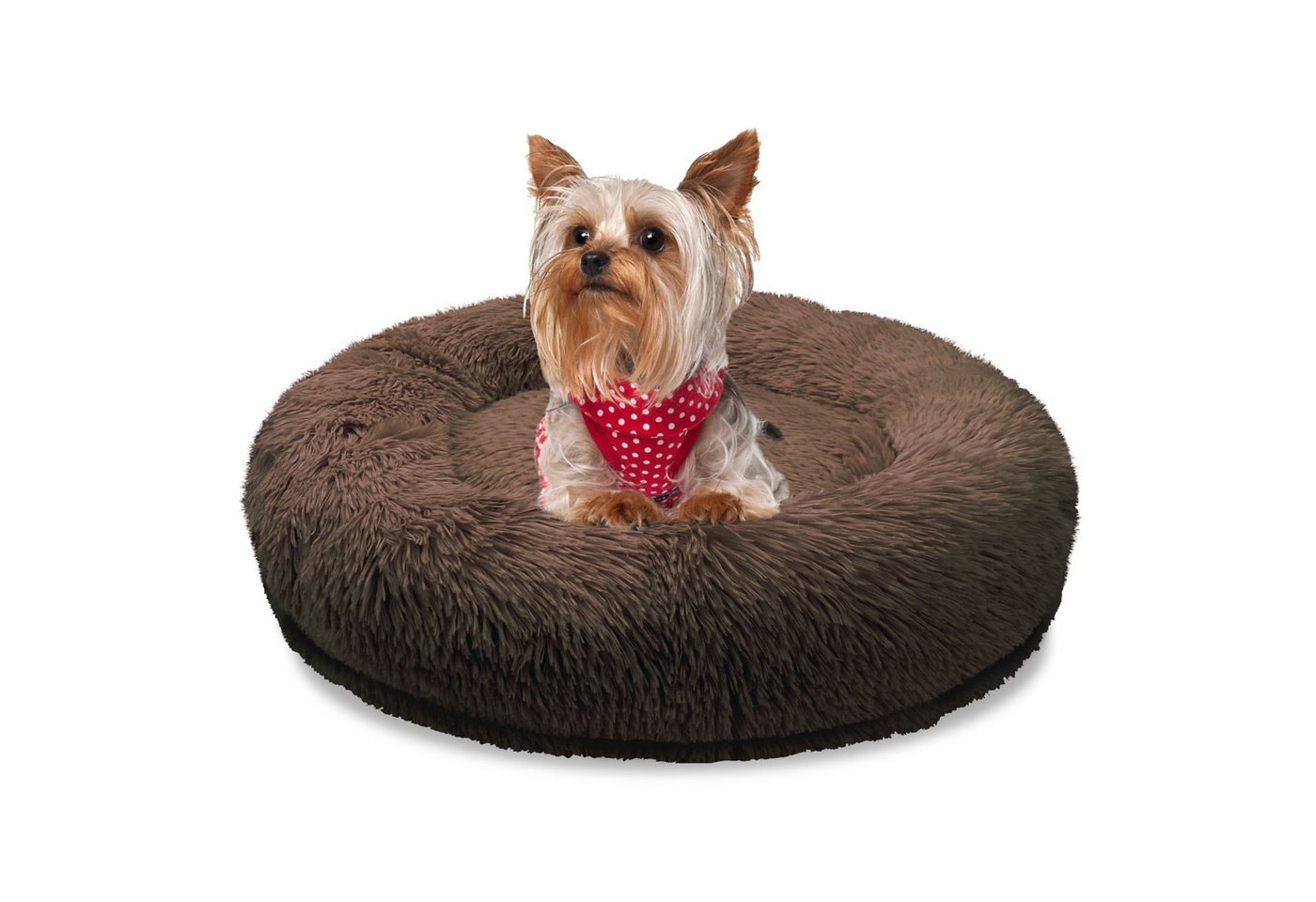 Bluzelle Tierbett Hundebett Orthopädisch 50 cm - Kleine Hunde XXS / Katzenbett Hundekorb, Flauschig Kuschelig Weiches Kunstfell, Memory Foam / Rund Donut / Waschbar Plüsch Bezug / Hunde Katzen Kissen