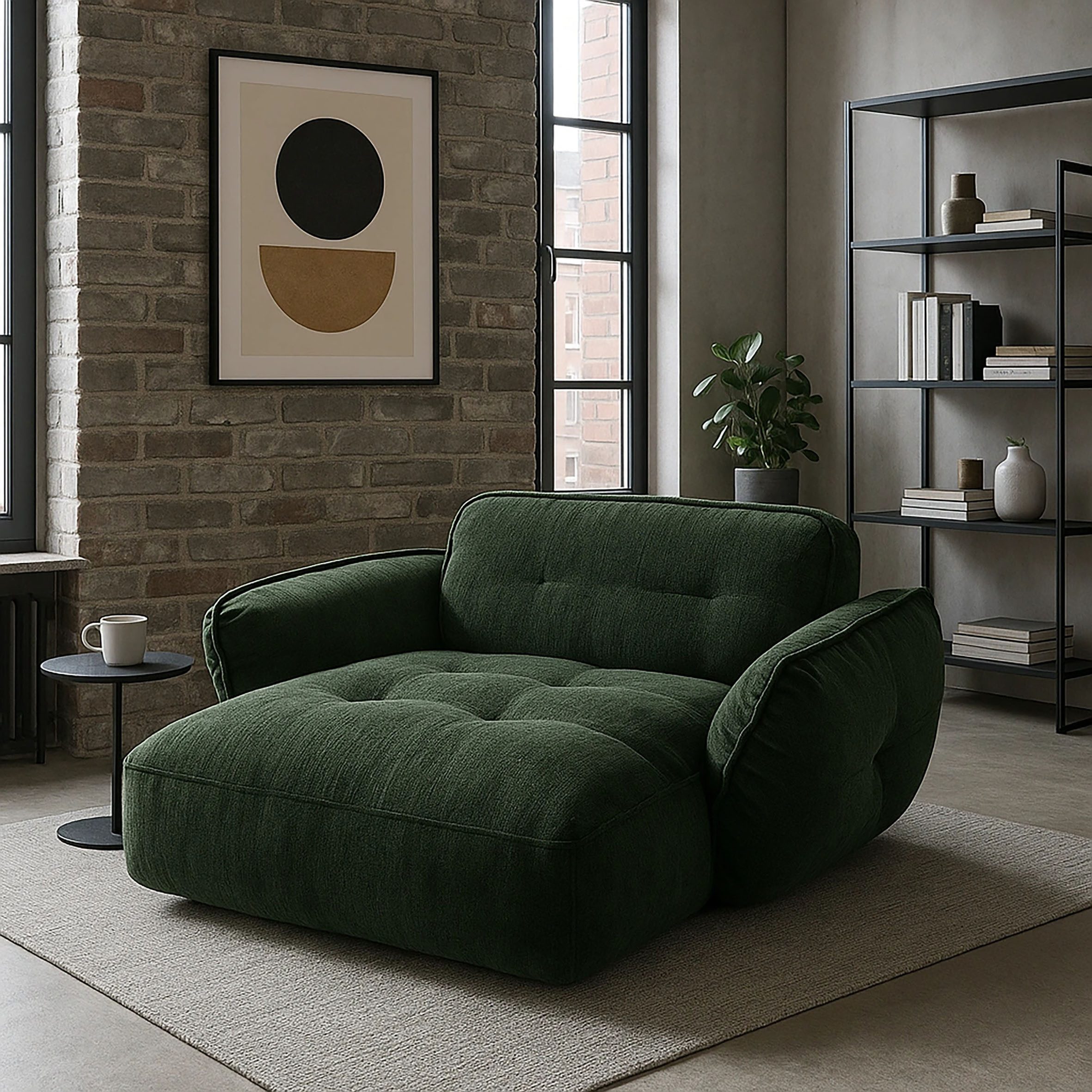 BETYPE Chaiselongue Be Fluffy, moderner Love Seat, XXL Sofa, Lese-Sessel, Big-Sessel für 2, Softes Sitzgefühl, moderne Kedernaht, hochwertiger Bezug