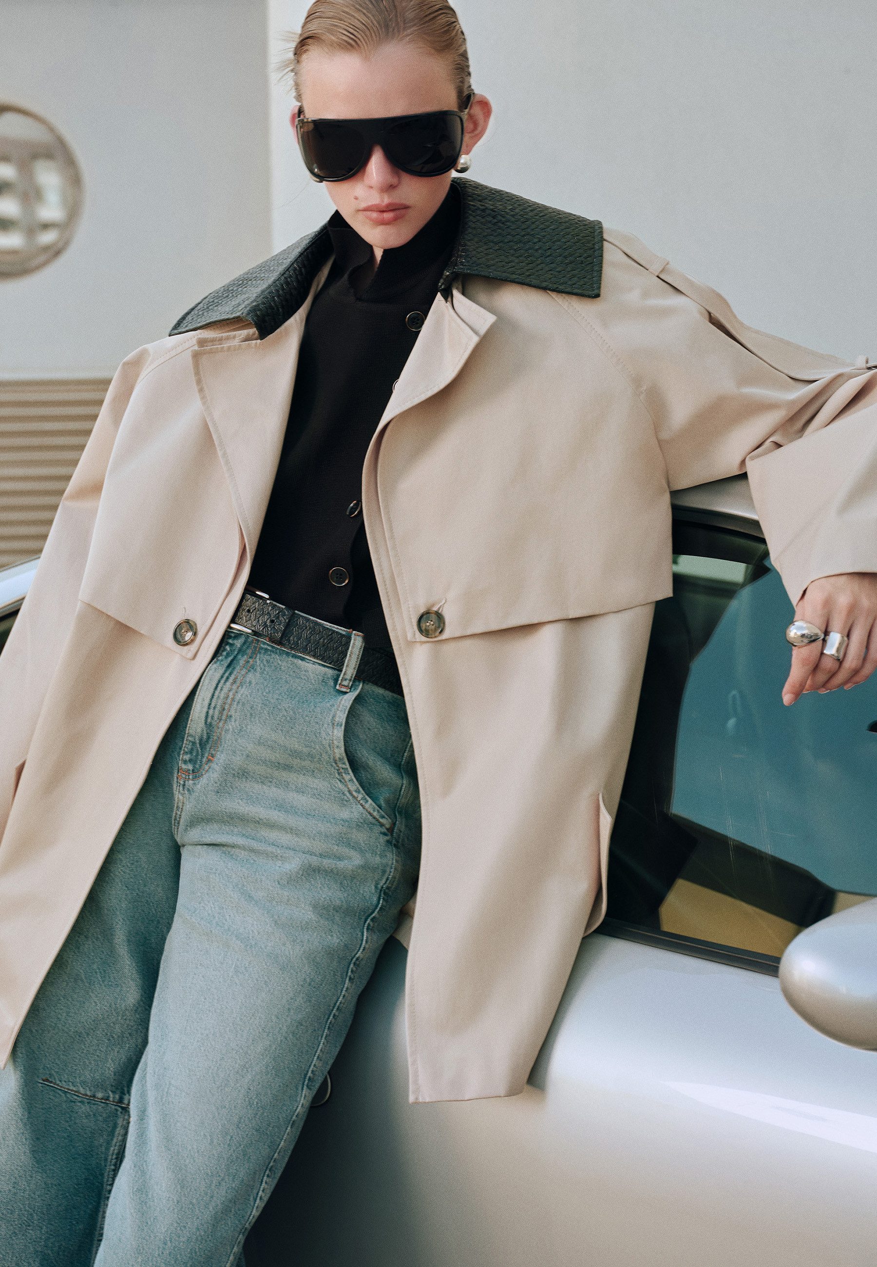 Koton Trenchcoat Koton Baumwoll Trenchcoat Zweireihig Gürtel
