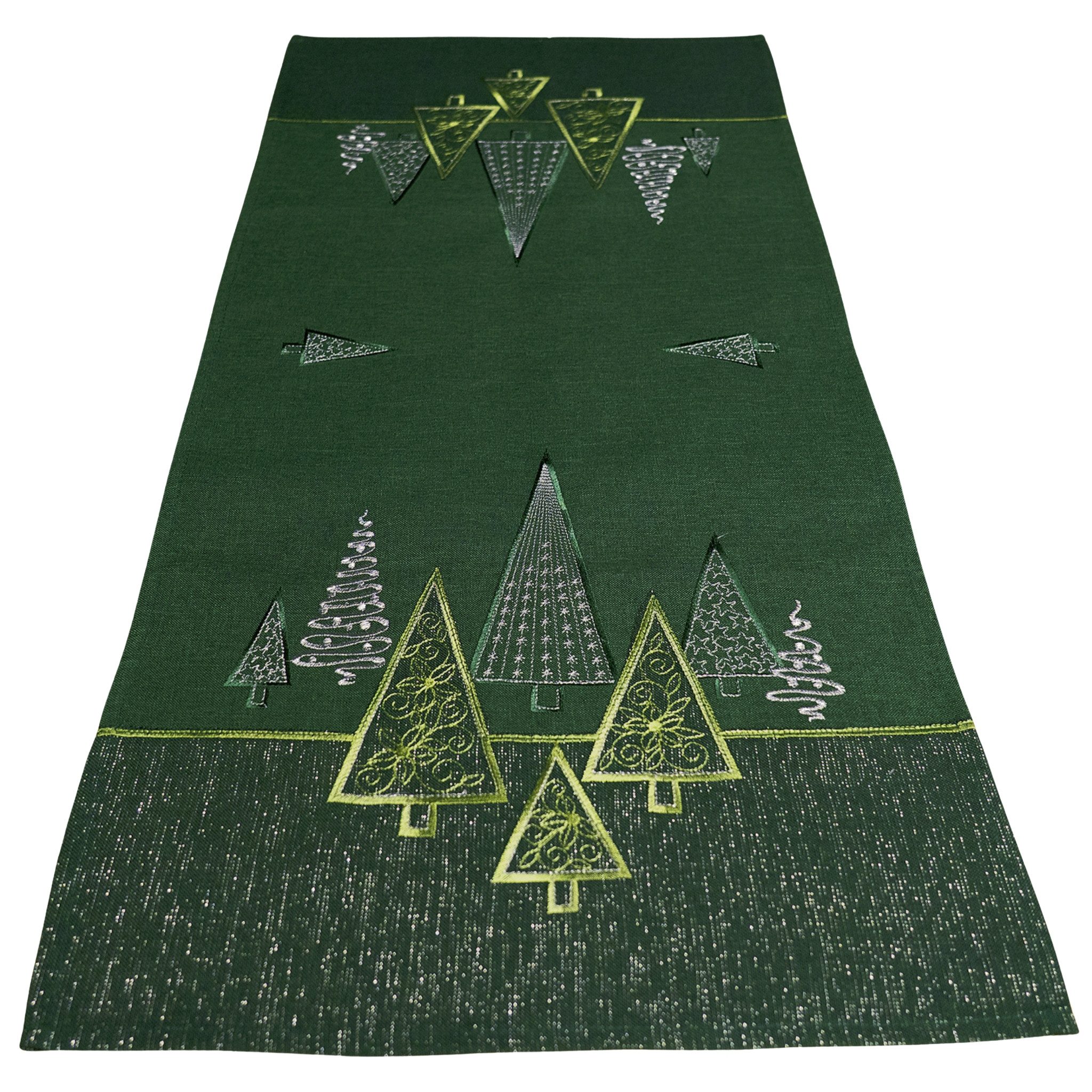 matches21 HOME & HOBBY Tischdecke 40x90 cm Tischläufer dunkelgrün edle Tannenbäume für Weihnachten (1-tlg), Ideal für Advent und Weihnachtsdeko