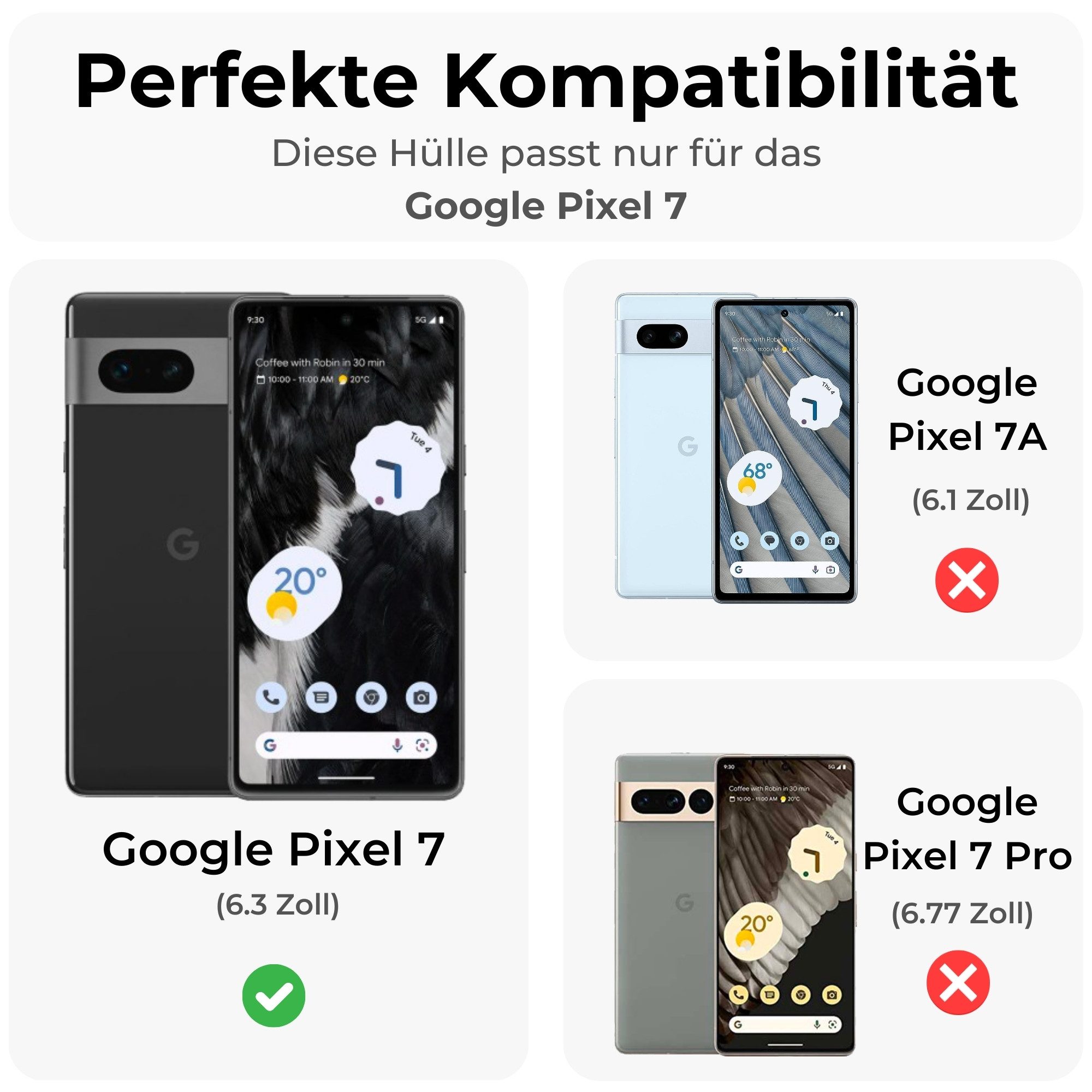 betterfon Handyhülle für Google Pixel 7 TPU Case mit 360° Rundumschutz Displayschutz, 360 Grad Hülle mit Displayschutz und Fingerprint