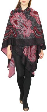 dy_mode Poncho Damen Wendeponcho Cape Umhang in Paisley Muster Poncho Oversize in Paisley Muster