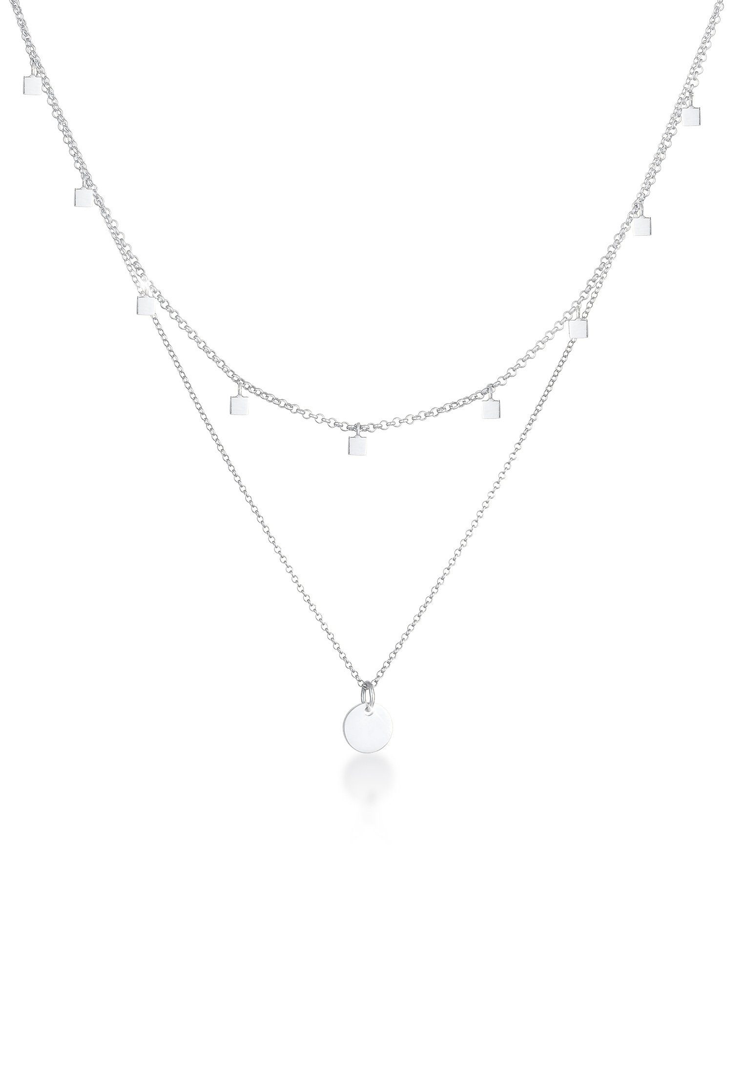 Elli Ketten-Set Set Erbskette Plättchen Quadrat (2 tlg) 925 Silber