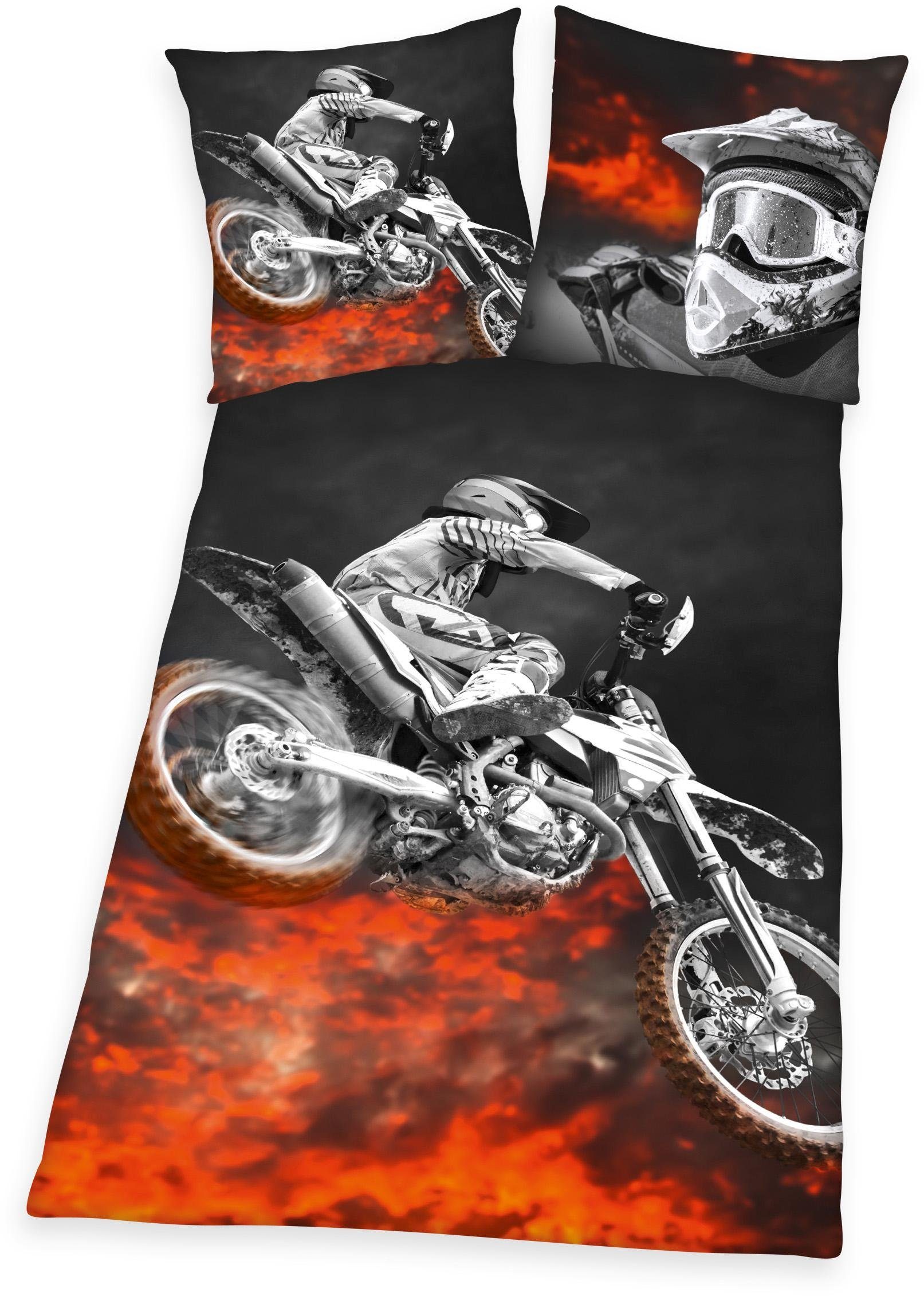 Herding Young Collection Jugendbettwäsche Motorcross, Microfaser, 2 teilig, mit Motocrossrad
