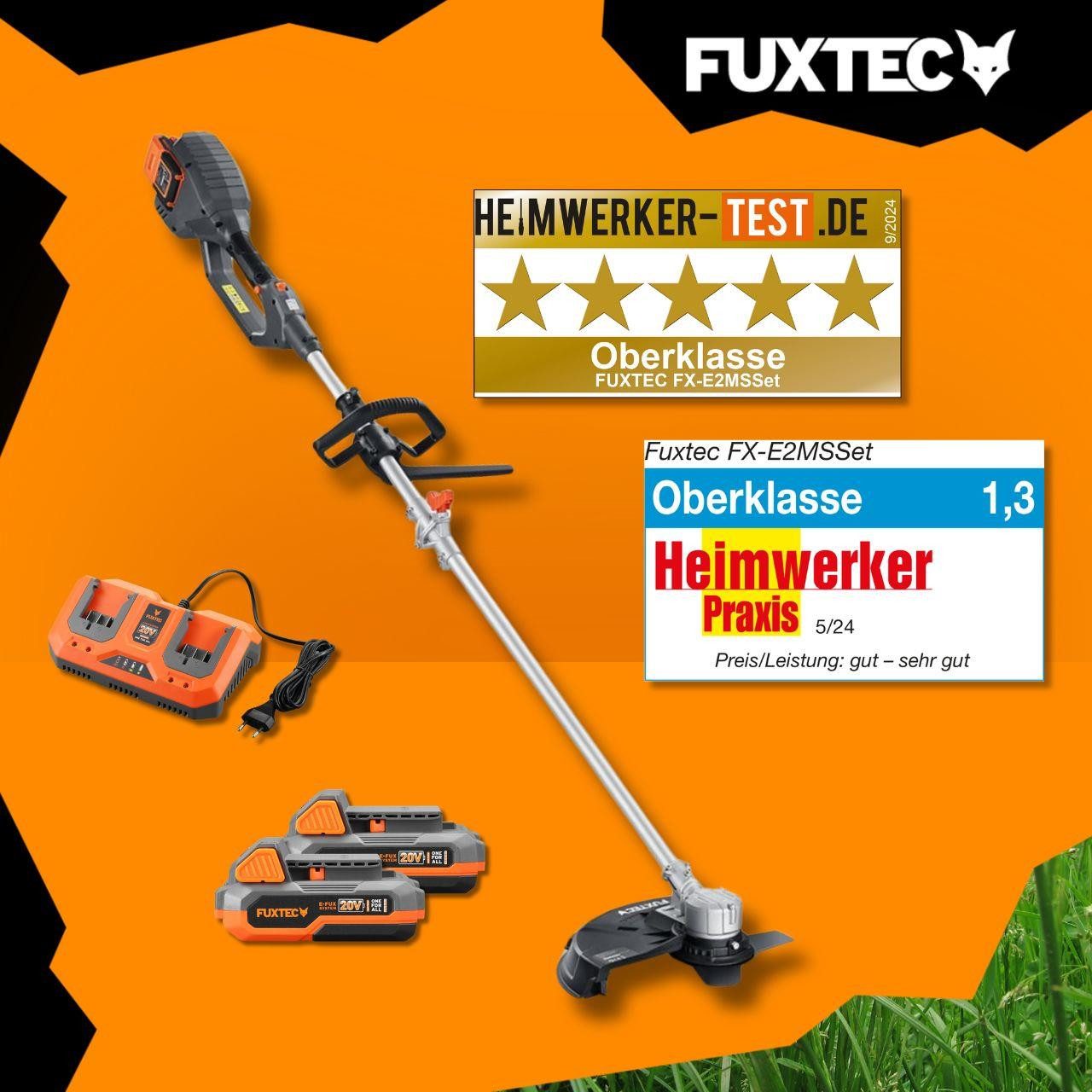 FUXTEC Akku-Motorsense FX-E2MSSET, 35 cm Arbeitsbreite Messer, 2x20V, inkl. Akku & Ladegerät,10Kg, 35 cm Arbeitsbereich
