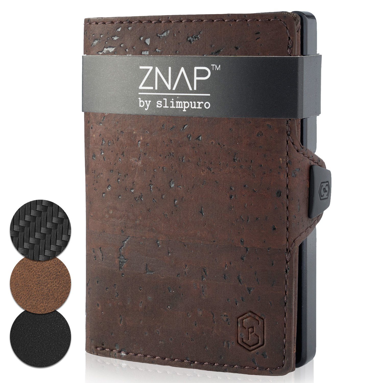 Slimpuro Geldbörse ZNAP 8 (1 x Slim Wallet;1 x Münzfach;1 x RFID-Shield Karte), Leder Portemonnaie klein Damen Herren Geldbeutel Unisex Brieftasche
