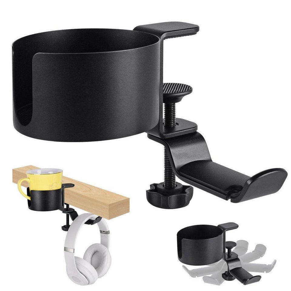 HIBNOPN Becherhalter Getränkehalter 4in1 Drehbarer Headphone Stand