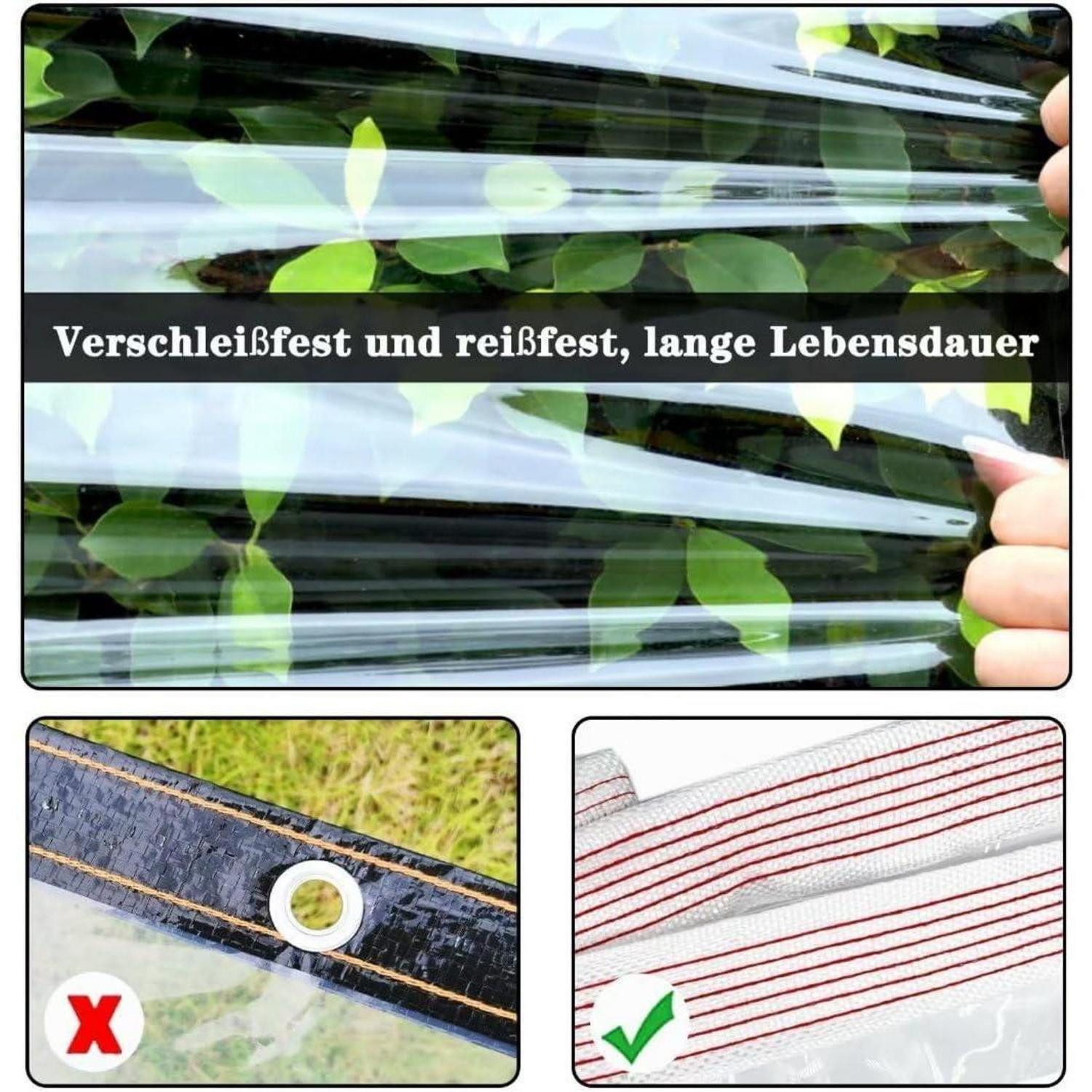 LuxusKollektion Pavillon-Schutzhülle Transparente PVC Plane mit Ösen 420g/m² wasserdicht 2x1m
