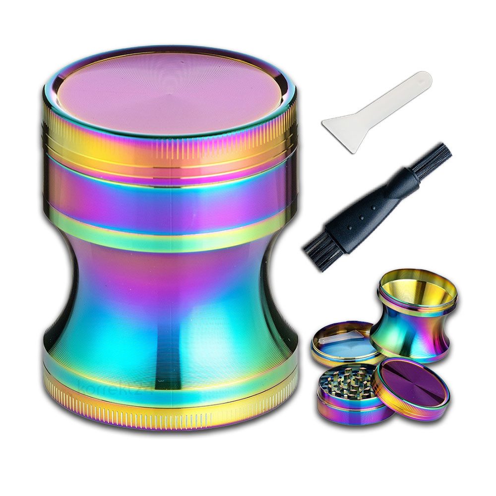 Coumo Kräutermühle Grinder Crusher Gewürzmühle Set. Rainbow Kegel Design, ⌀ 6 cm, Metall